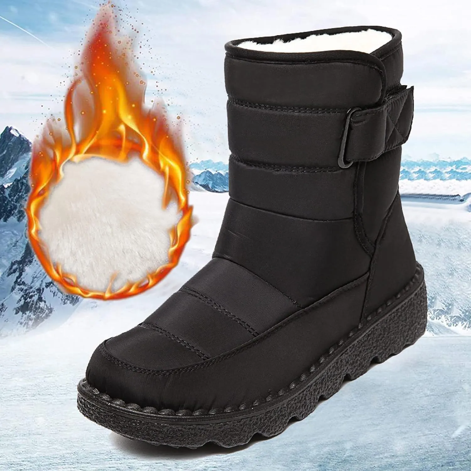 Ankle Winter Boots Wide Wedges for Women Waterproof Snow Womens Boots Winter Waterproof Tall Womens Size 12 Wide Snow Boots Ladies Winter Boots Waterproof Snow Shoes for Women Wide Width