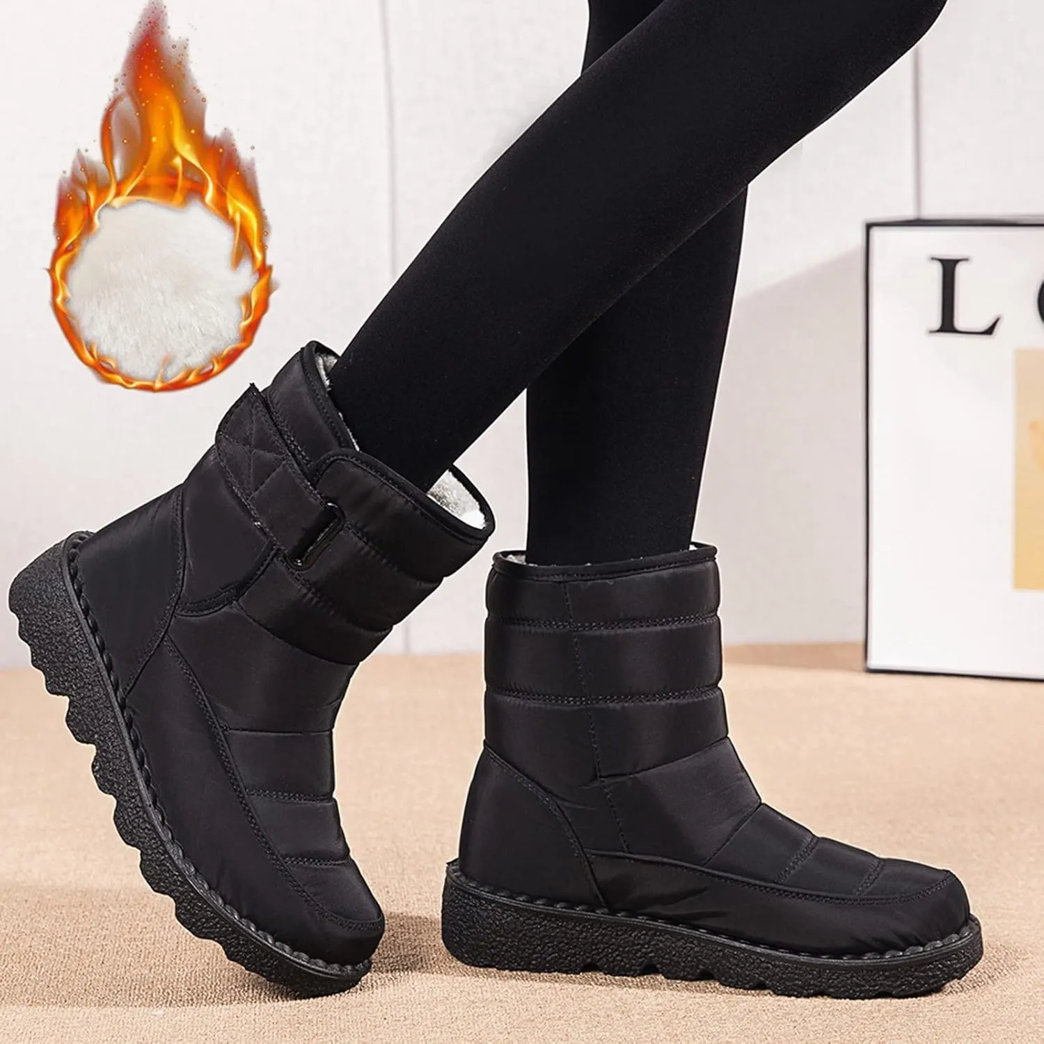 Ankle Winter Boots Wide Wedges for Women Waterproof Snow Womens Boots Winter Waterproof Tall Womens Size 12 Wide Snow Boots Ladies Winter Boots Waterproof Snow Shoes for Women Wide Width