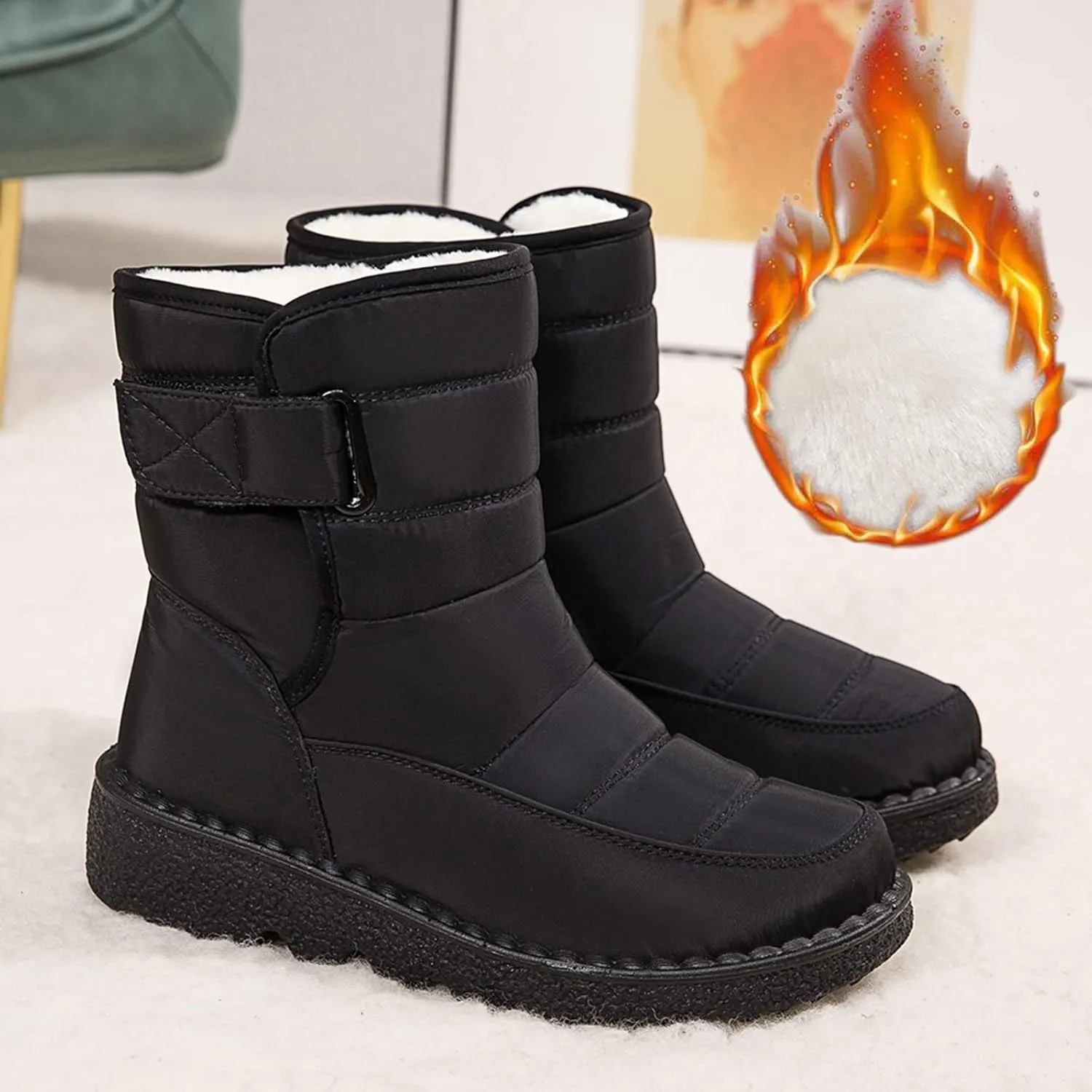 Ankle Winter Boots Wide Wedges for Women Waterproof Snow Womens Boots Winter Waterproof Tall Womens Size 12 Wide Snow Boots Ladies Winter Boots Waterproof Snow Shoes for Women Wide Width
