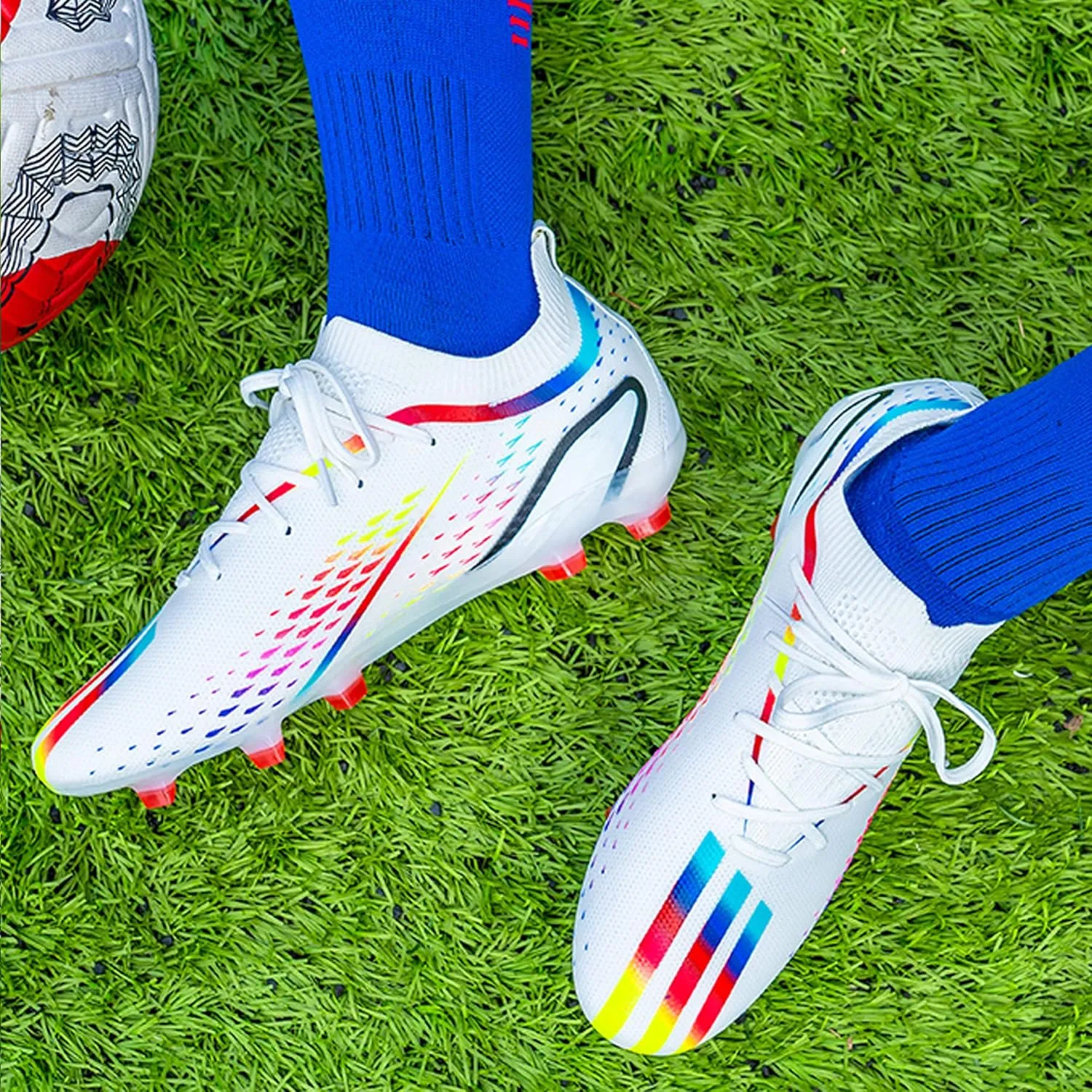Asifn Men's Football Boys' Five Person Outdoor Indoor Spiked Track and Field Softball and Rugby Shoes
