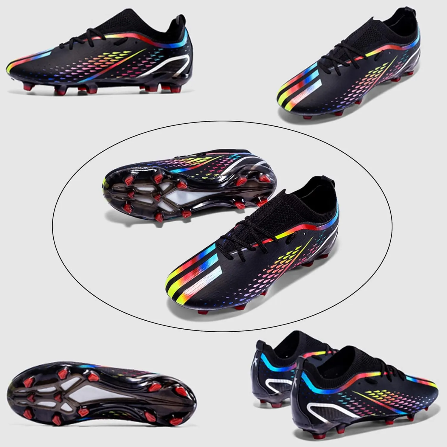 Asifn Men's Football Boys' Five Person Outdoor Indoor Spiked Track and Field Softball and Rugby Shoes