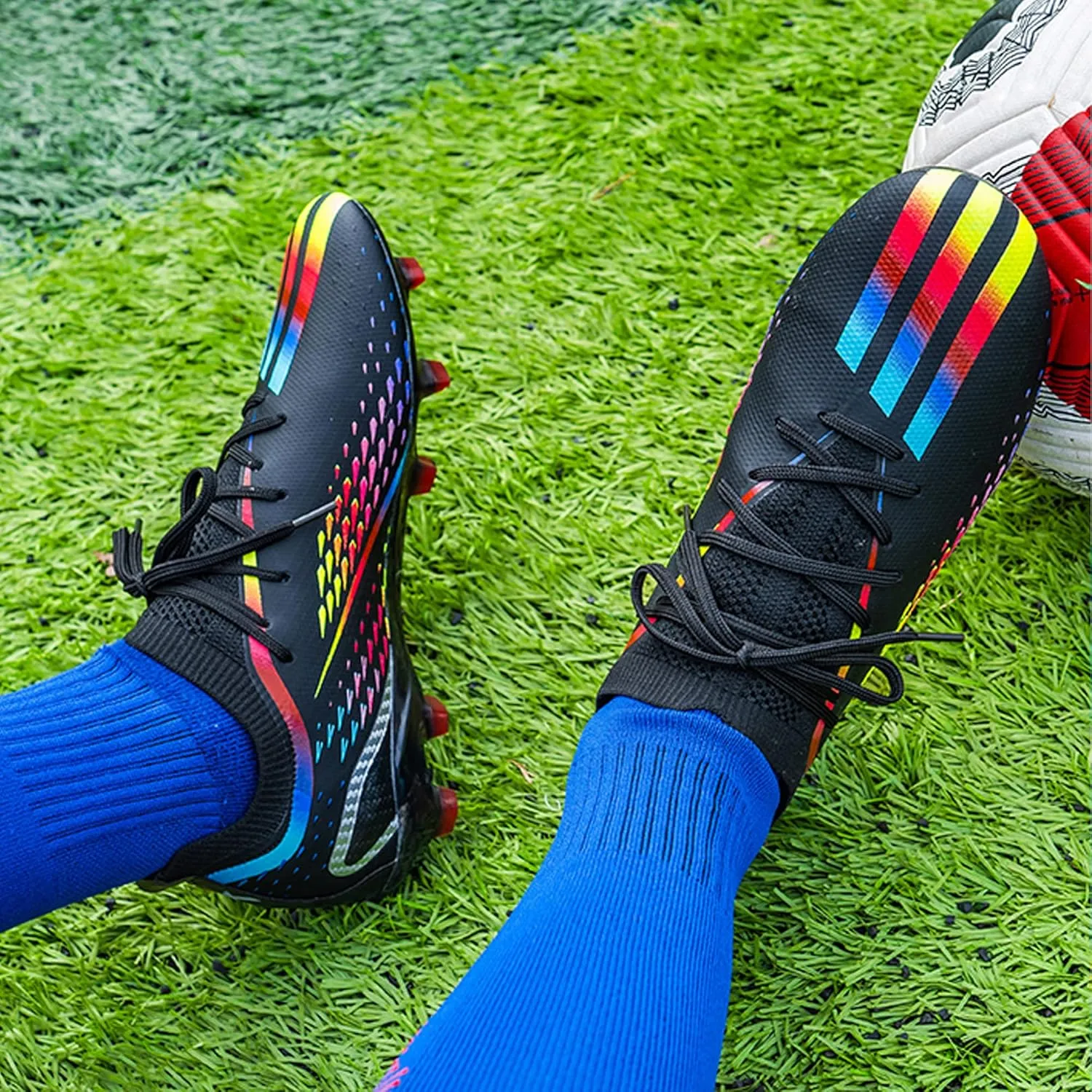 Asifn Men's Football Boys' Five Person Outdoor Indoor Spiked Track and Field Softball and Rugby Shoes