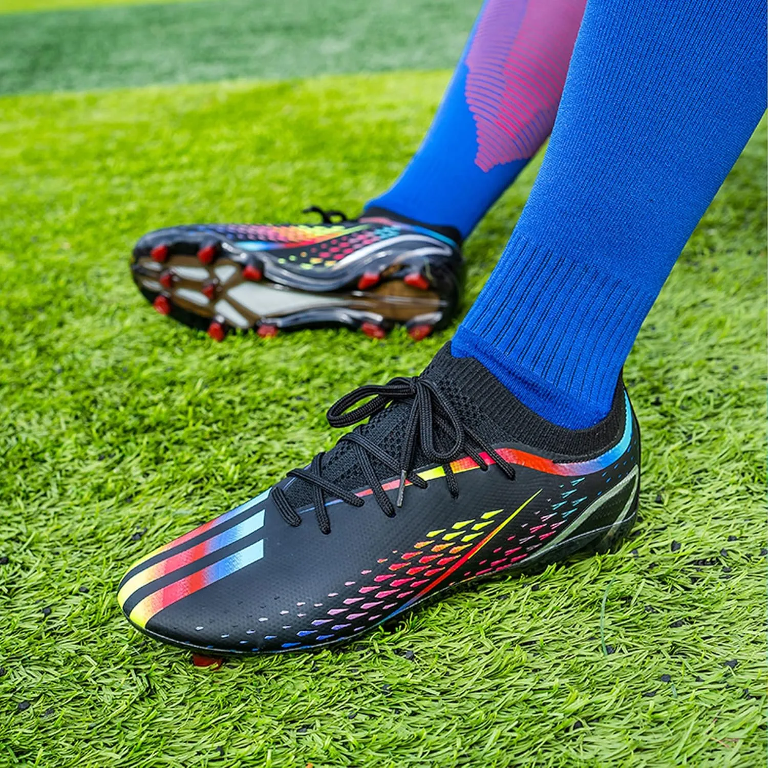 Asifn Men's Football Boys' Five Person Outdoor Indoor Spiked Track and Field Softball and Rugby Shoes