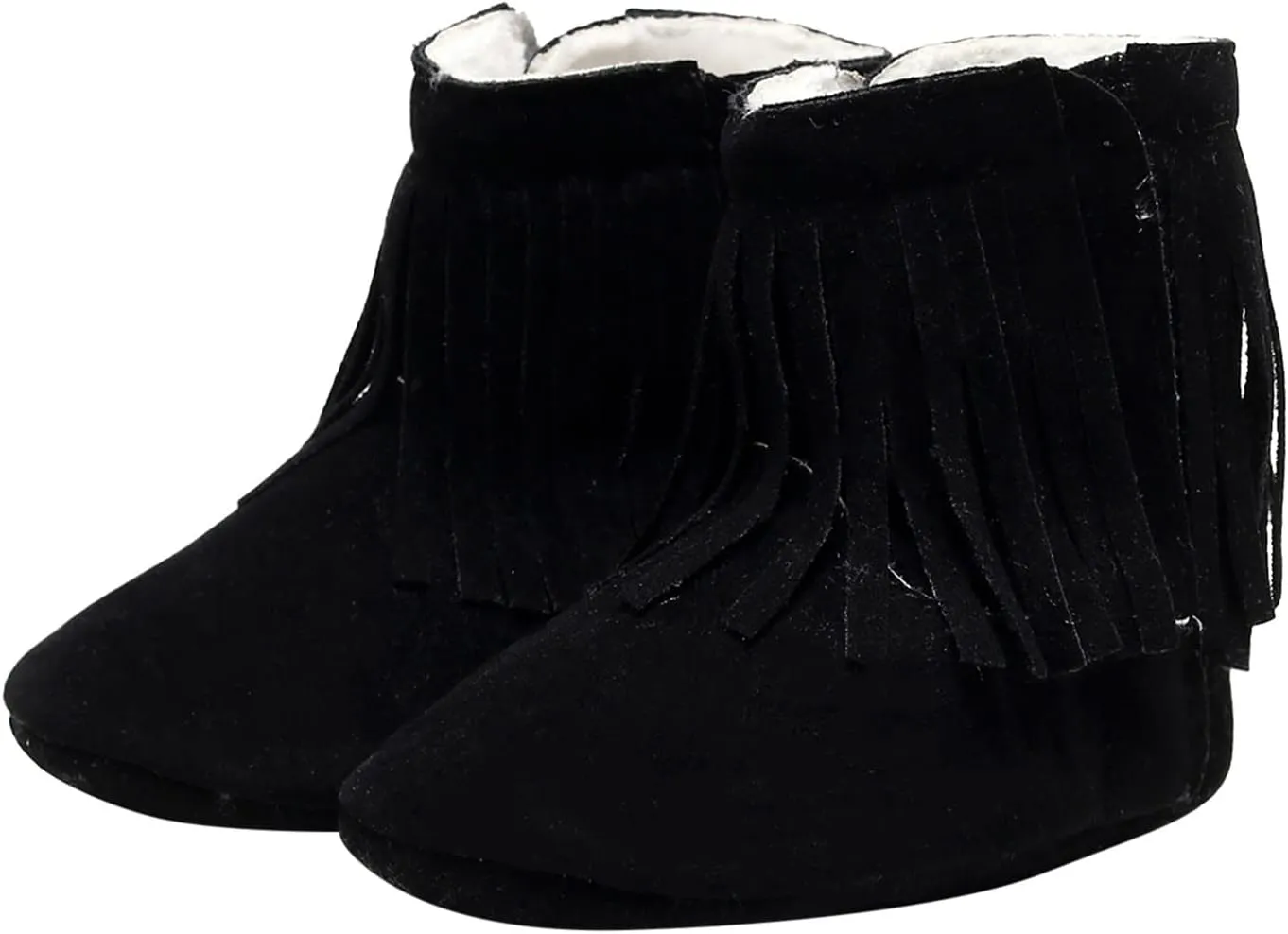 Baby Girls Cowboy Tassel Boots Side Zipper Infant Western Boots Soft Non-Slip Toddler Snow Boots Winter Boots Shoes
