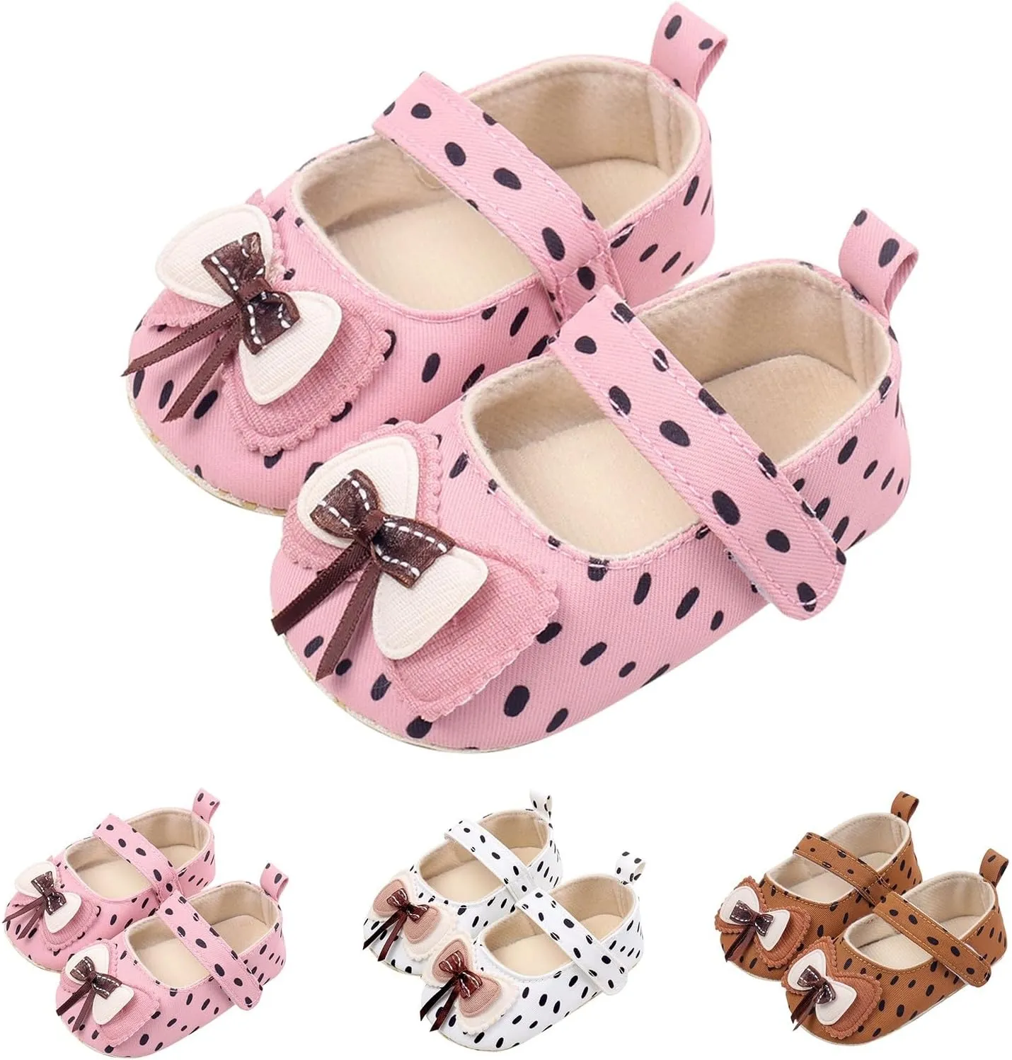 Baby Infant Girls Canvas Sandals Bow Closed Toe Ankle Strap Shoes Newborn Indoor First Walking Cute Non Slip Sandals