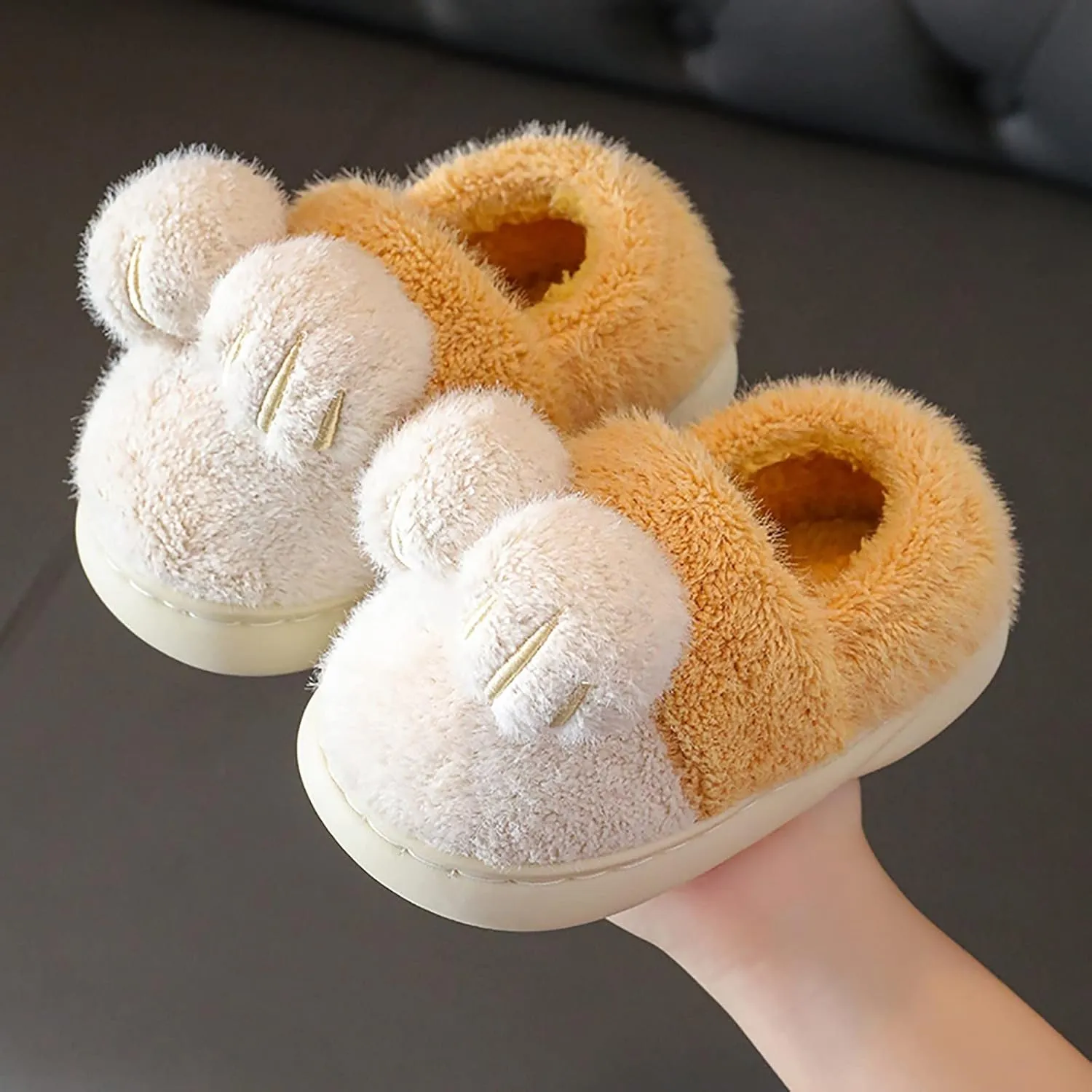 Bedroom Slippers for Kids Cotton Slippers Girls Boys Slippers Memory Foam Comfy House Slippers Winter Warm Indoor Shoes (Yellow, 7-8 Years Little Child)