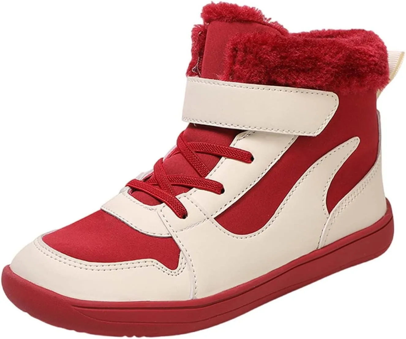 Big Kids Barefoot F??r Lined Boots Boys Girls Black Running Snow Fleece Boots Fuzzy Hiking Walking Flat Shoes