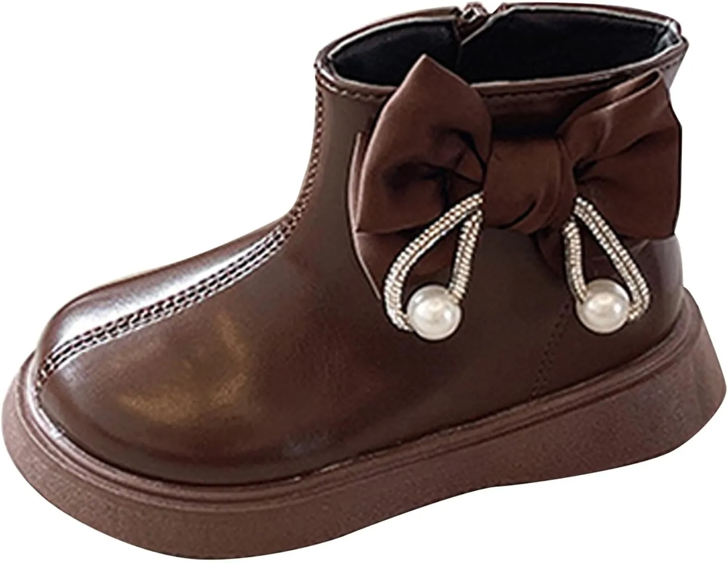 Bow Leather Booties For Girls Kids Outdoor aterproof Dress Dance Boots Shoes Toddler Flat Soft Non Slip Shoes Comfy