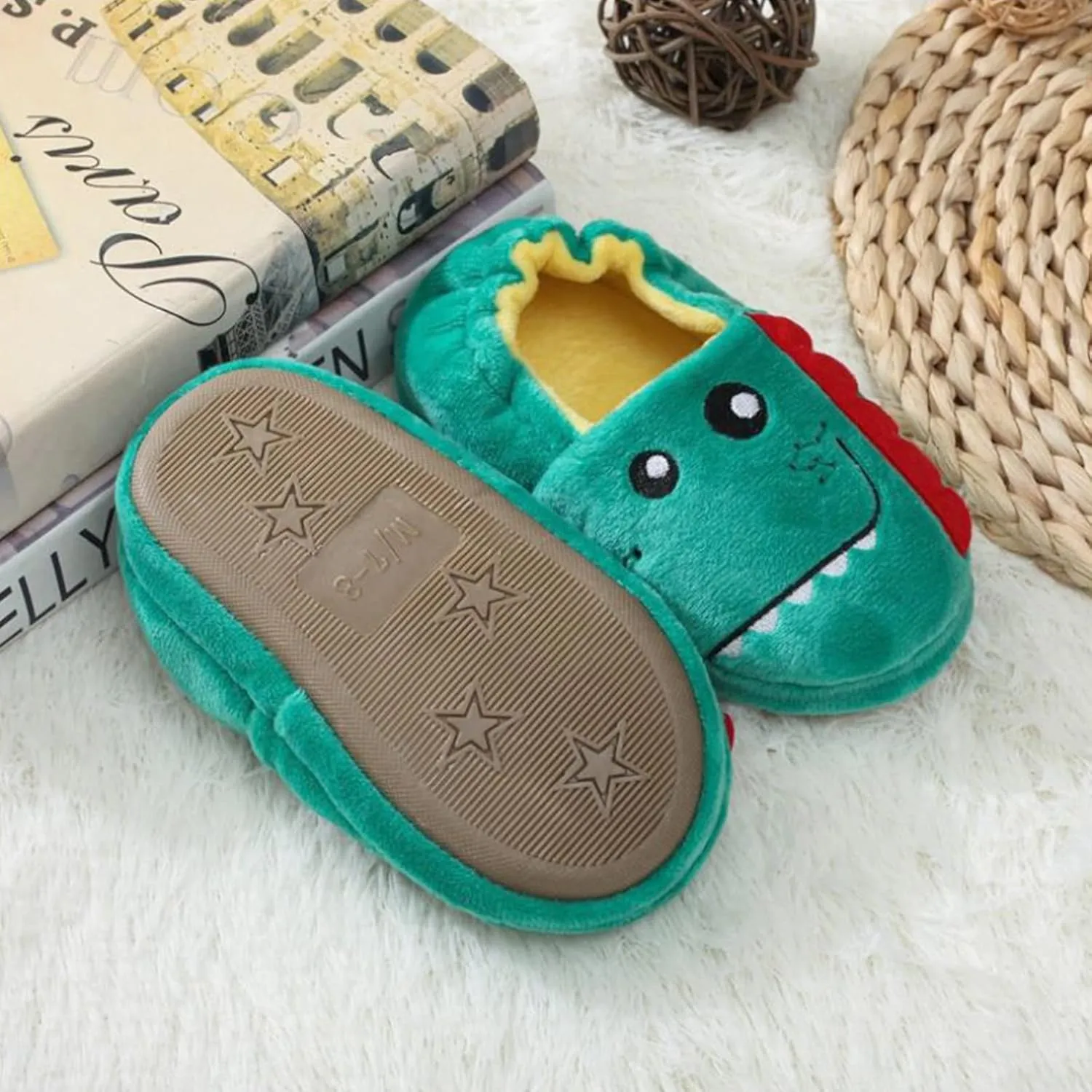 Boys Girls Plush Warm Cute Bunny House Slippers Fuzzy Indoor Bedroom Shoes Animal Soft Cozy Cute Cartoon Plush Anti-Slip Shoes for Toddler Kids