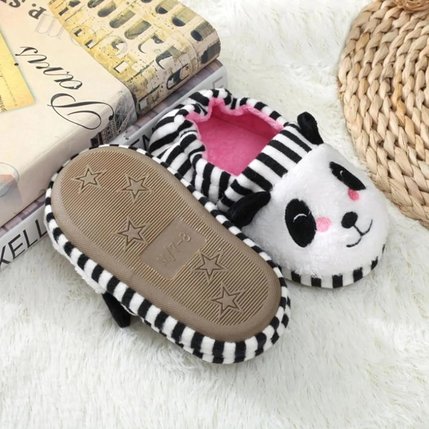 Boys Girls Plush Warm Cute Bunny House Slippers Fuzzy Indoor Bedroom Shoes Animal Soft Cozy Cute Cartoon Plush Anti-Slip Shoes for Toddler Kids