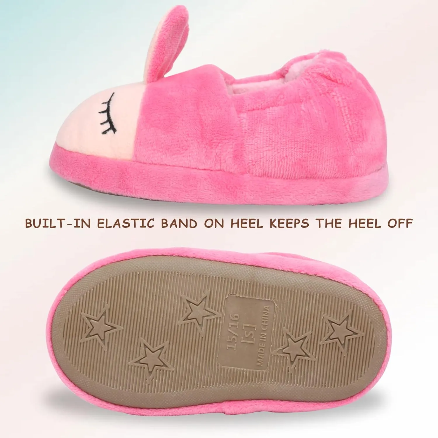 Boys Girls Plush Warm Cute Bunny House Slippers Fuzzy Indoor Bedroom Shoes Animal Soft Cozy Cute Cartoon Plush Anti-Slip Shoes for Toddler Kids