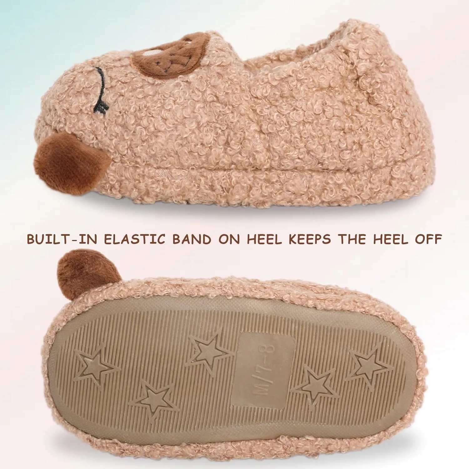 Boys Girls Plush Warm Cute Bunny House Slippers Fuzzy Indoor Bedroom Shoes Animal Soft Cozy Cute Cartoon Plush Anti-Slip Shoes for Toddler Kids
