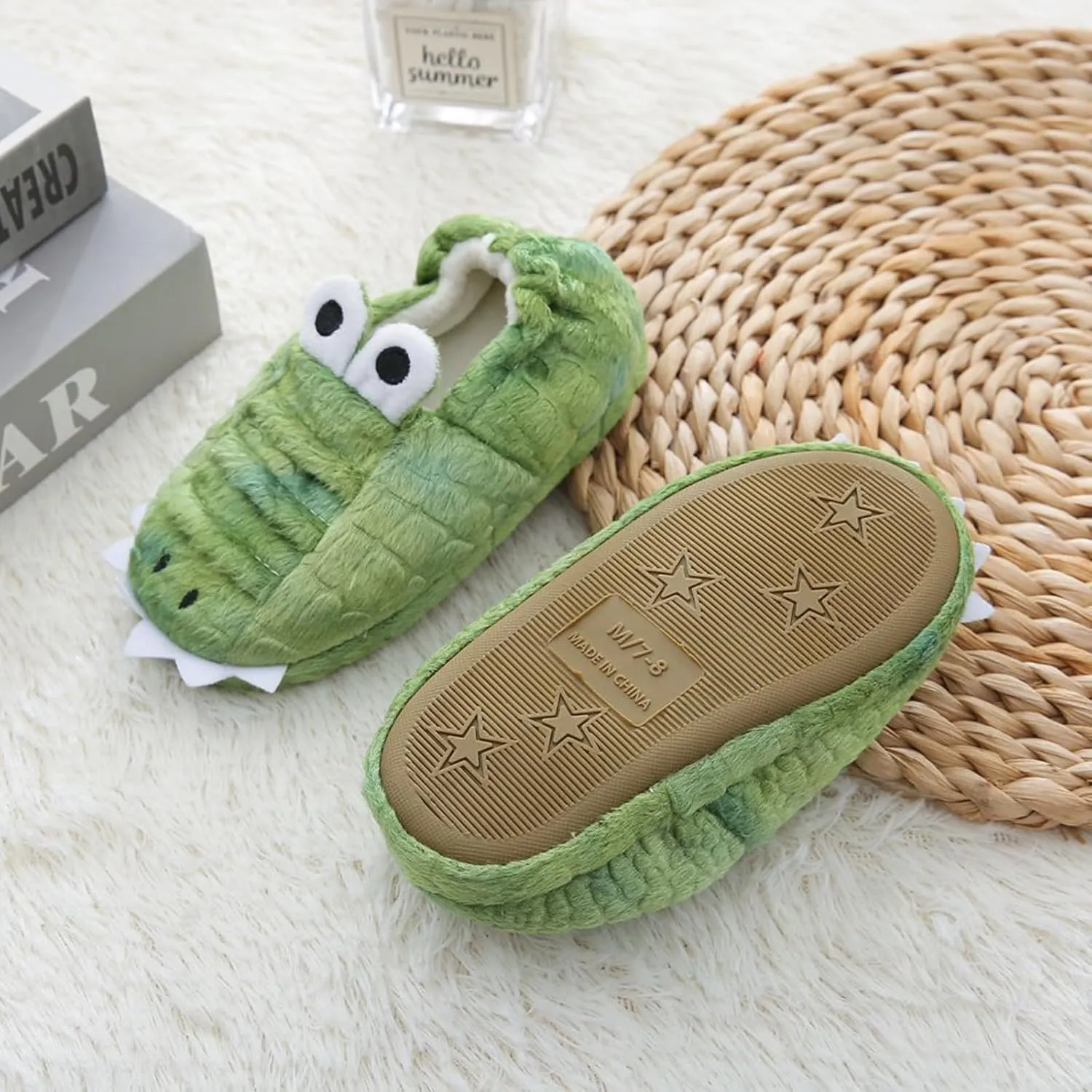 Boys Girls Plush Warm Cute Bunny House Slippers Fuzzy Indoor Bedroom Shoes Animal Soft Cozy Cute Cartoon Plush Anti-Slip Shoes for Toddler Kids