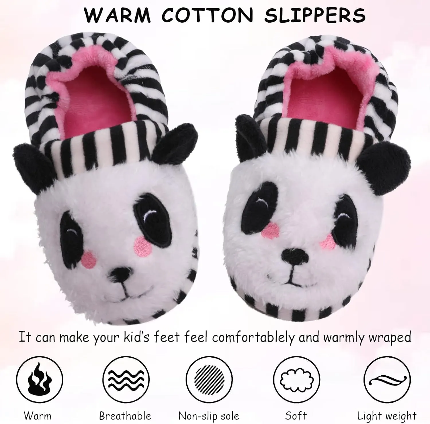 Boys Girls Plush Warm Cute Bunny House Slippers Fuzzy Indoor Bedroom Shoes Animal Soft Cozy Cute Cartoon Plush Anti-Slip Shoes for Toddler Kids