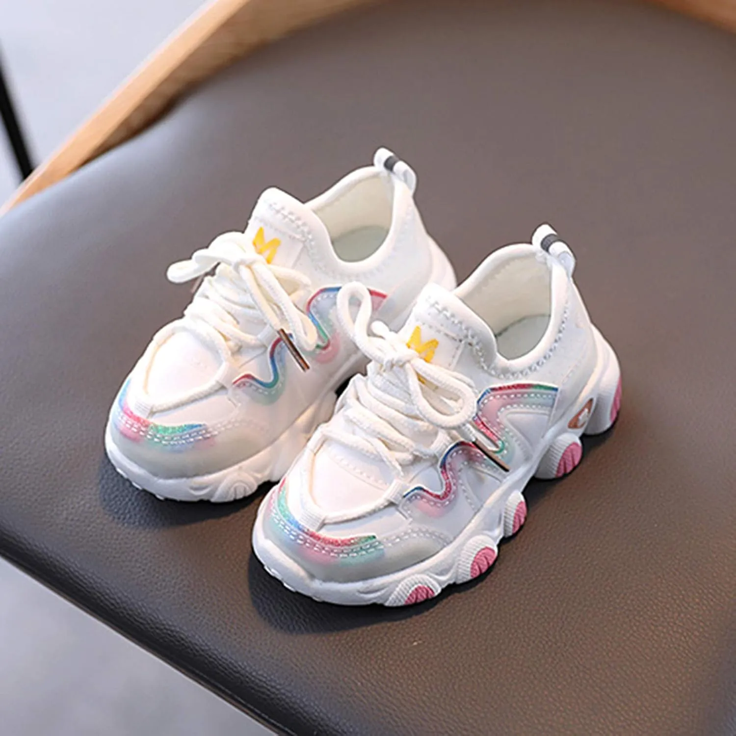 Boys Girls Toddler Sneakers Kids Lightweight Walking Shoes Anti Slip Lace up Mesh Breathable Tennis Shoes