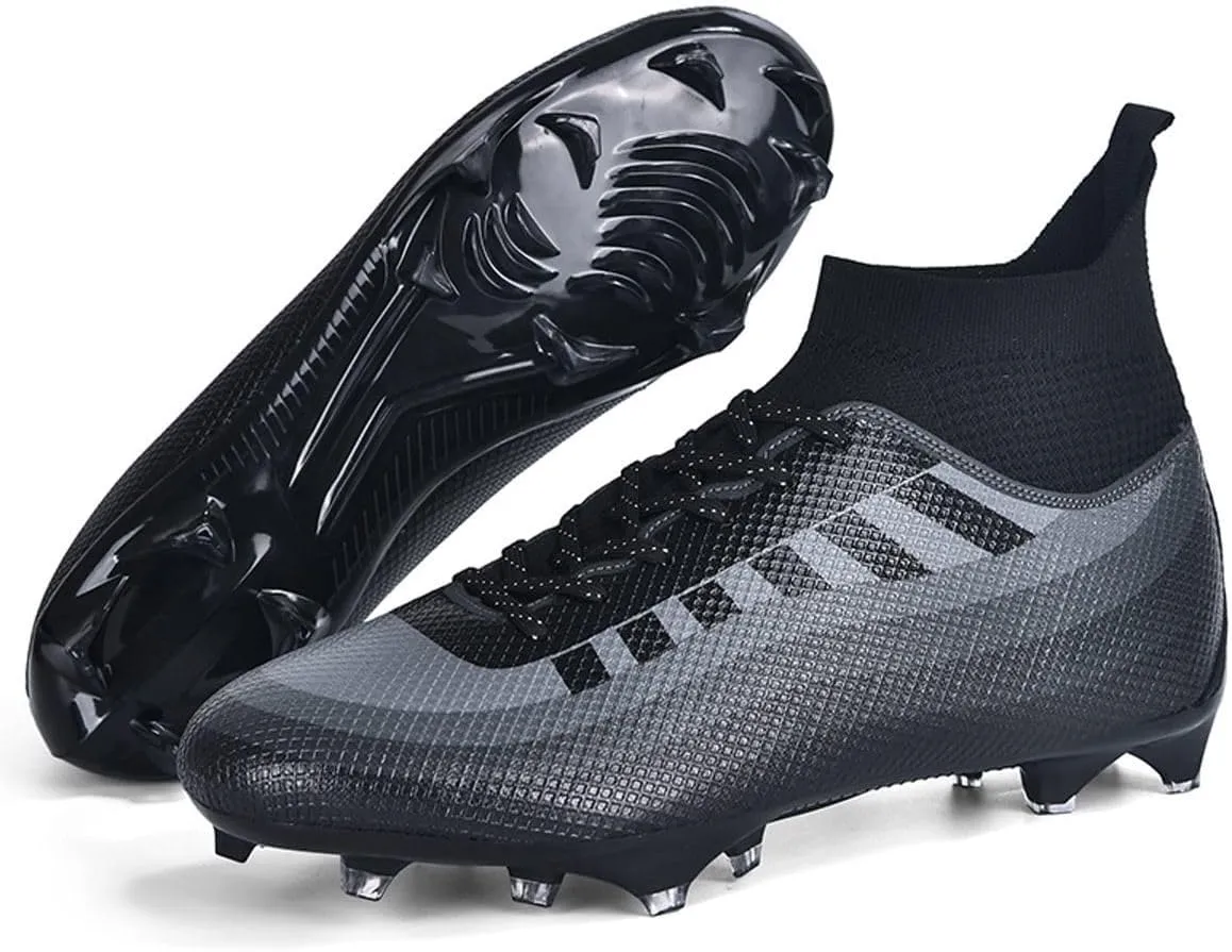 Bright Leather Gradient Adult/Children Football Shoes for Men and Women, Outdoor/Lawn/Indoor Football Field Black TF 40