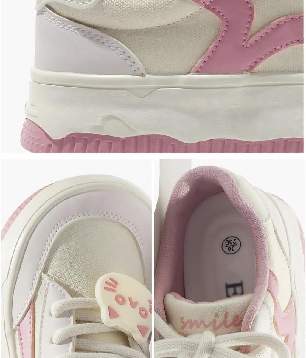 Canvas Chunky Sneakers for Women & Girls Cute Y2K Platform 3.5cm Walking Shoes for Travel & Gifts