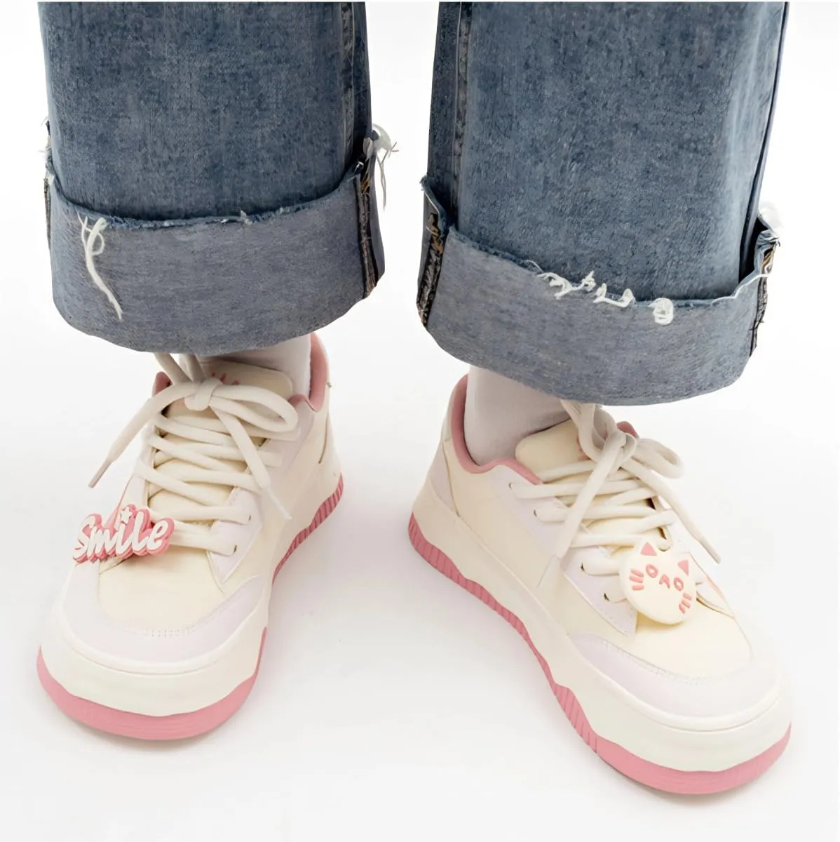 Canvas Chunky Sneakers for Women & Girls Cute Y2K Platform 3.5cm Walking Shoes for Travel & Gifts