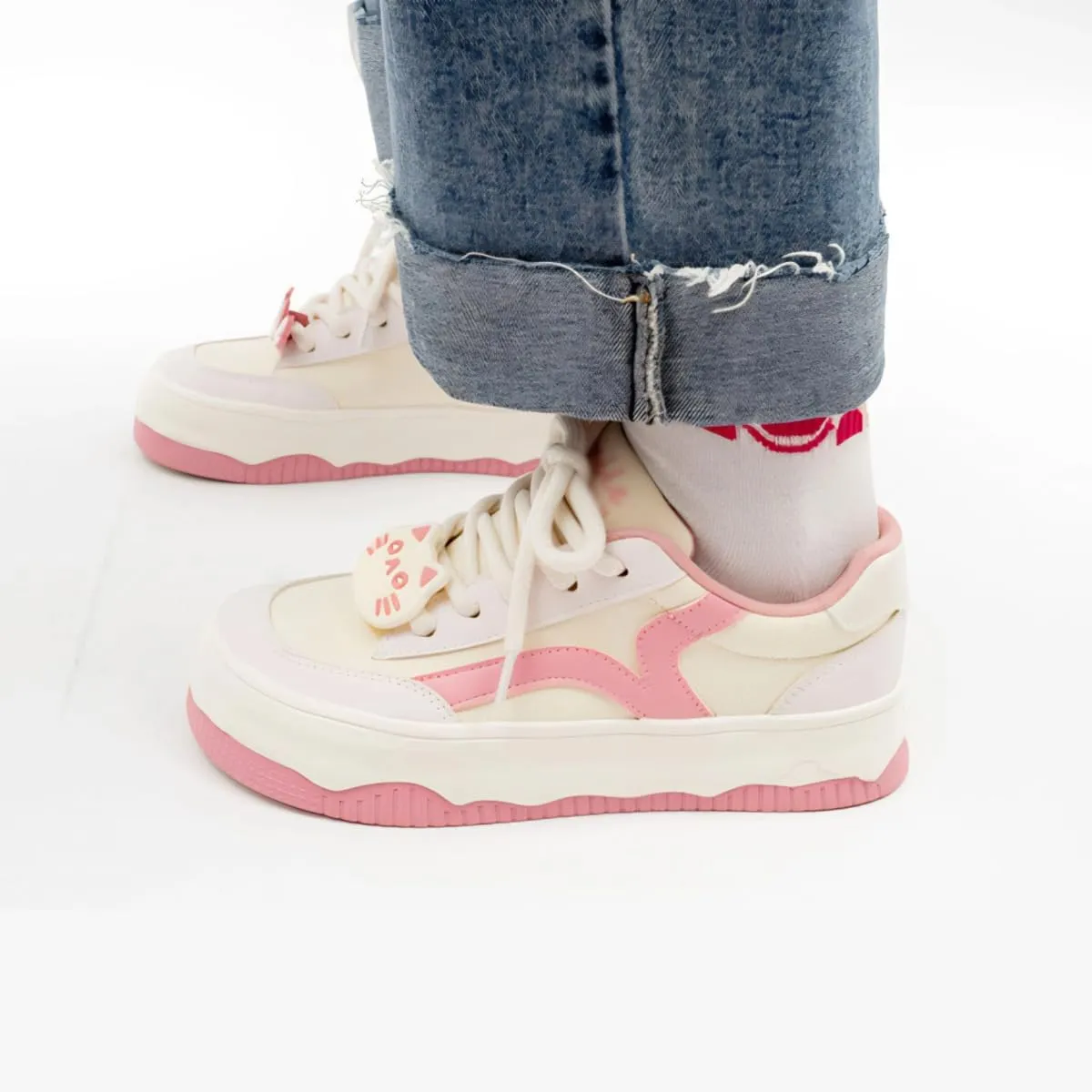 Canvas Chunky Sneakers for Women & Girls Cute Y2K Platform 3.5cm Walking Shoes for Travel & Gifts
