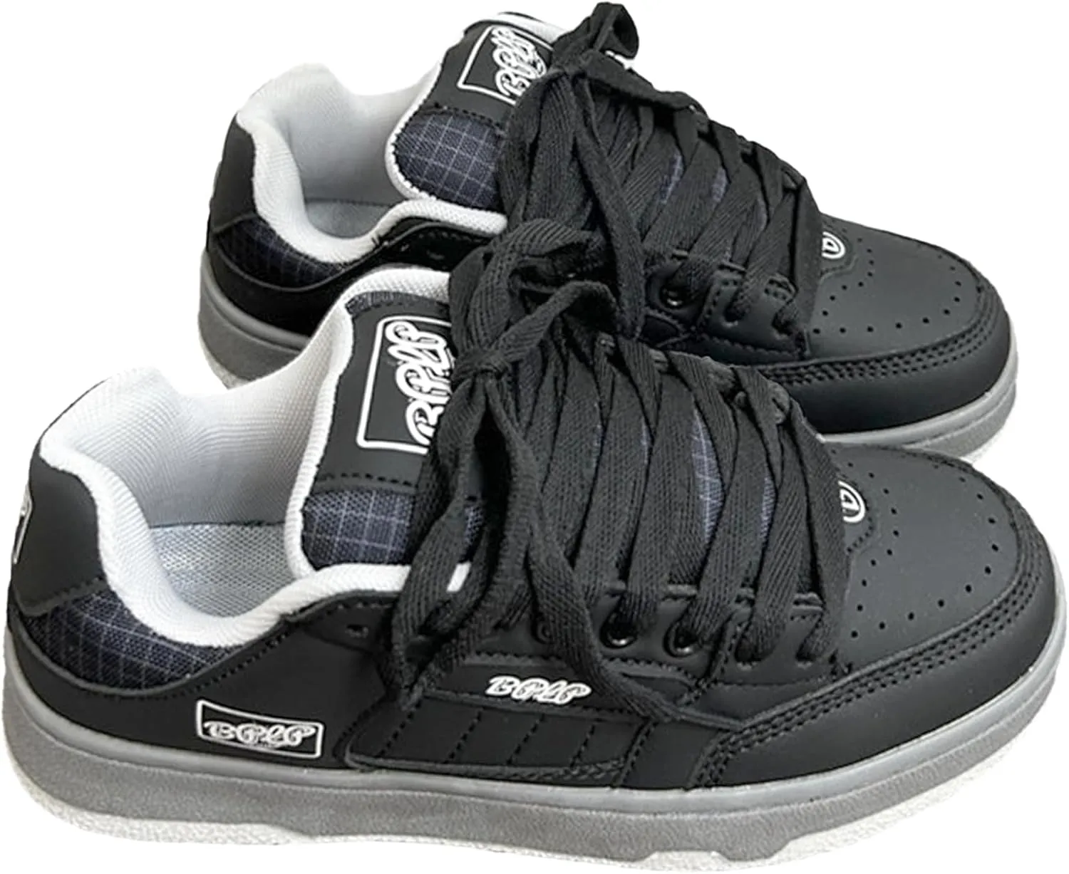 Chunky Y2K Retro Skate Shoes for Women Fashion Checkerboard Pattern White Sneakers Versatile Casual Footwear