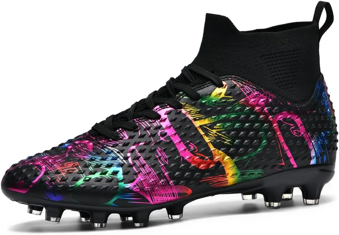 DHOVOR Boys Girls Soccer Cleats High-Top Soccer Shoes for Kids Football Cleats Professional Training Football Sports Shoes