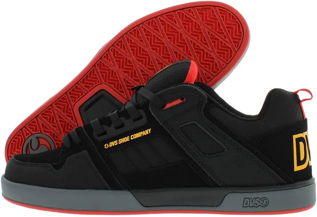 DVS Men's Comanche 2.0  Skate Shoe, Black Yellow Fiery Nubuck, 11