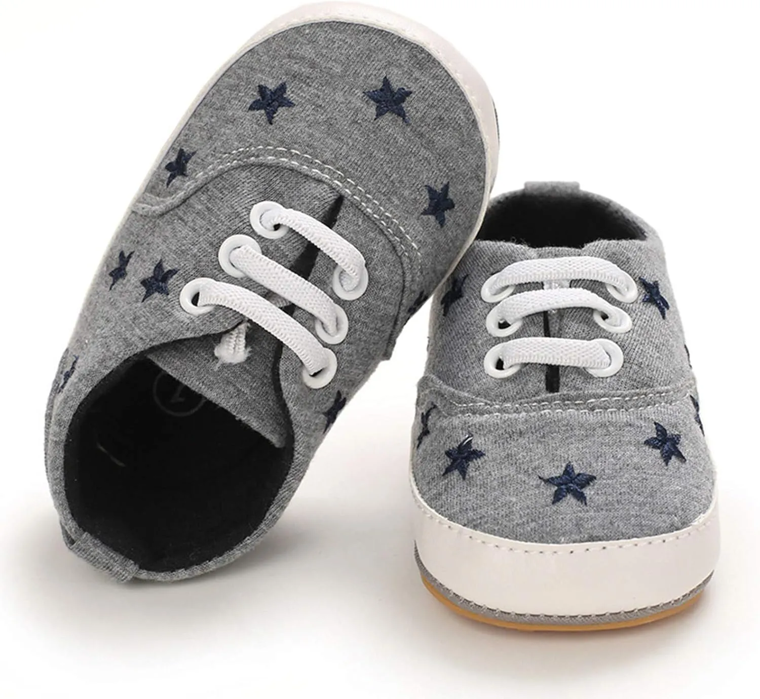 EnJoCho Baby Boy Girl Canvas Star Heart Flat Rubber Walking Shoes Toddler Sneakers Anti-Slip First Walkers for 0-18 Months (G-04#, 6-12 Months)
