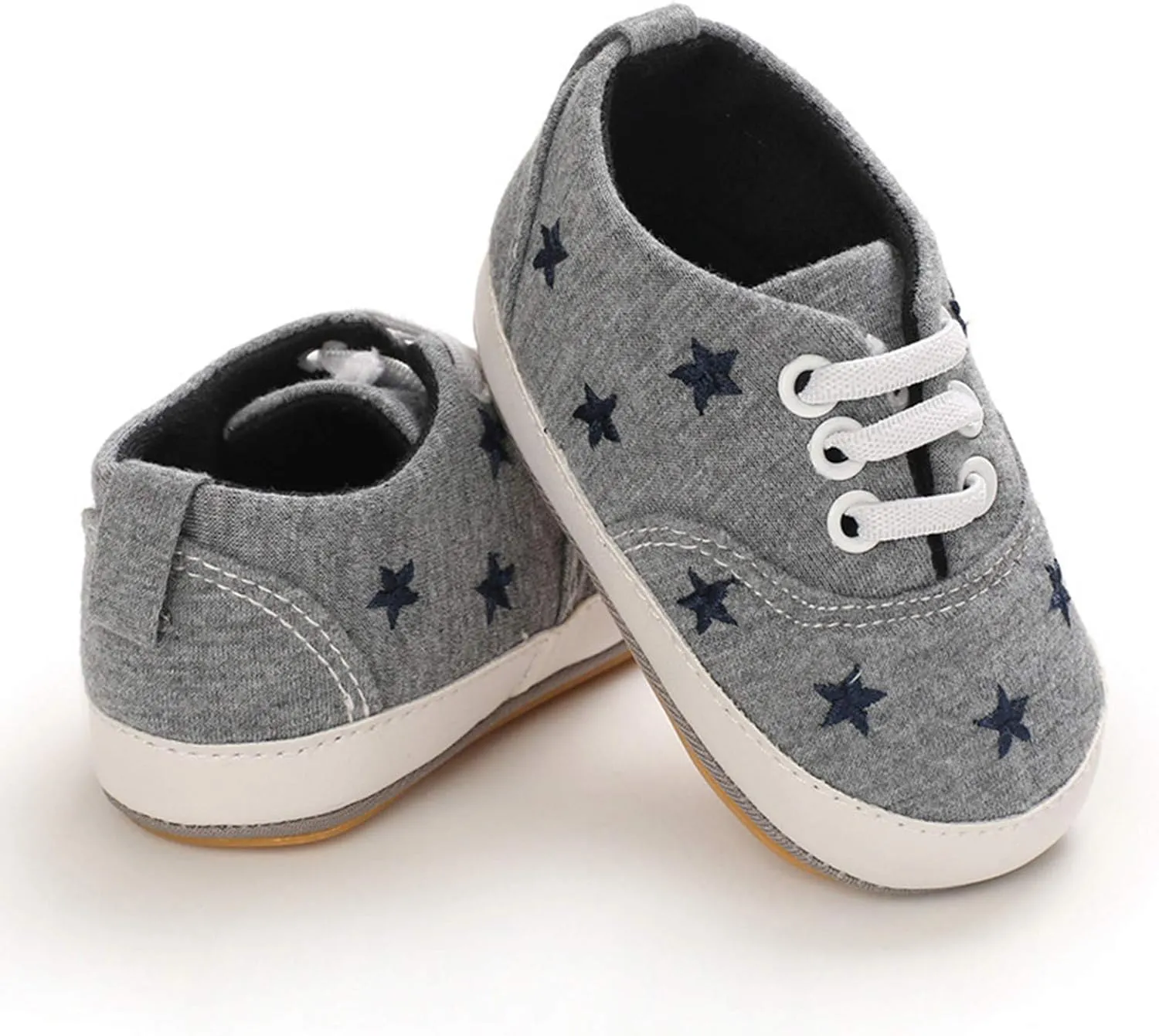 EnJoCho Baby Boy Girl Canvas Star Heart Flat Rubber Walking Shoes Toddler Sneakers Anti-Slip First Walkers for 0-18 Months (G-04#, 6-12 Months)