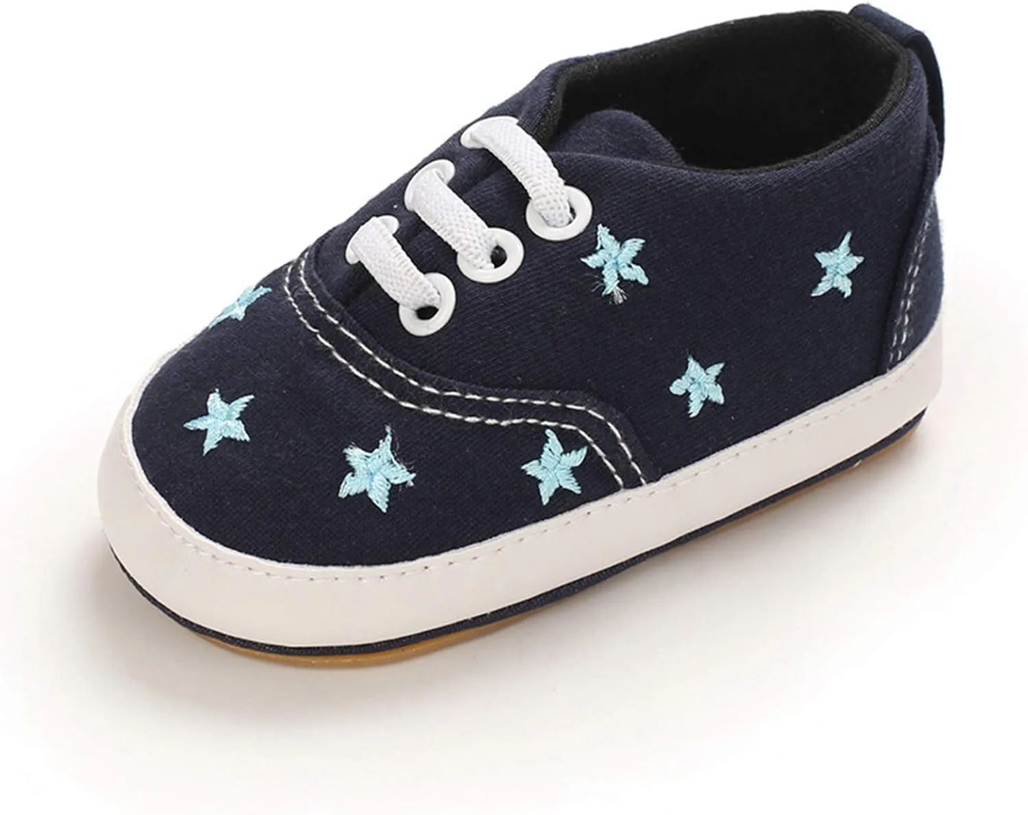 EnJoCho Baby Boys Girls Outdoor Canvas Breathable Sneakers Toddler Star Heart Rubber Soft Non-Slip First Walker Casual Shoes (C-06#De, 6-12 Months)