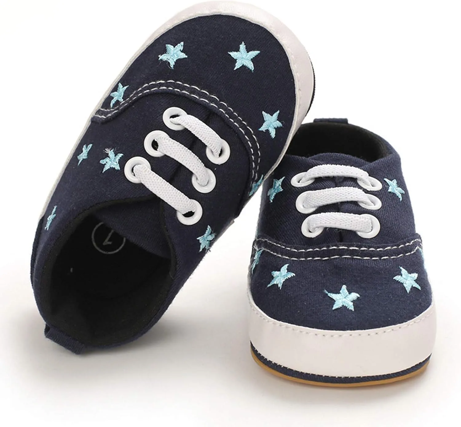 EnJoCho Baby Boys Girls Outdoor Canvas Breathable Sneakers Toddler Star Heart Rubber Soft Non-Slip First Walker Casual Shoes (C-06#De, 6-12 Months)
