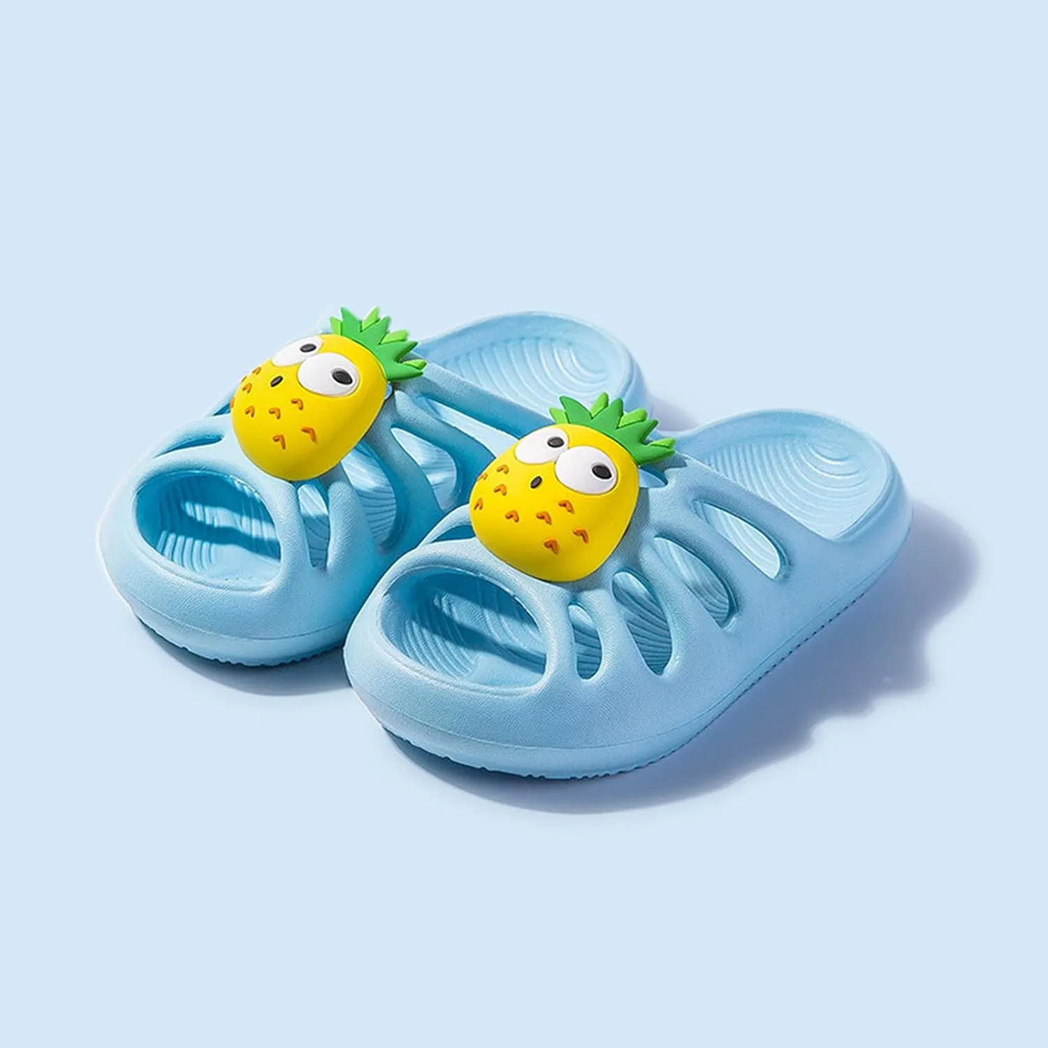 EnJoCho Boys Girls Slide Shower Sandal Kids Water Shoes Beach/Pool Slippers Non-Slip Bathroom Slippers Soft Sole Open Toe (Blue-02#A, 4-5 Years)