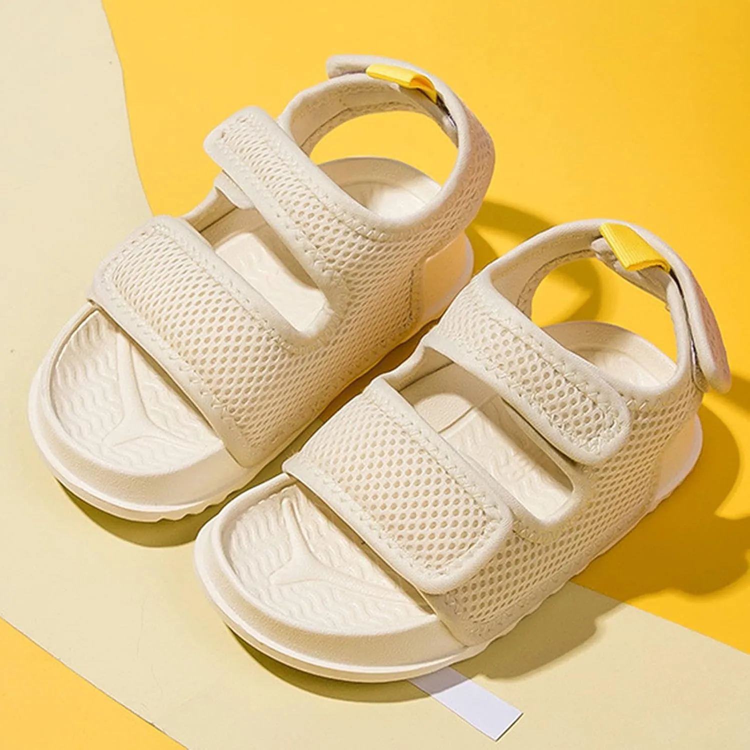 EnJoCho Kids Shoes,Summer Baby Infant Girls Sandals Solid Mesh EVA Soft Sole Non-Slip Open Toe First Walkers Shoes (Beige-06#b, 18-24 Months)