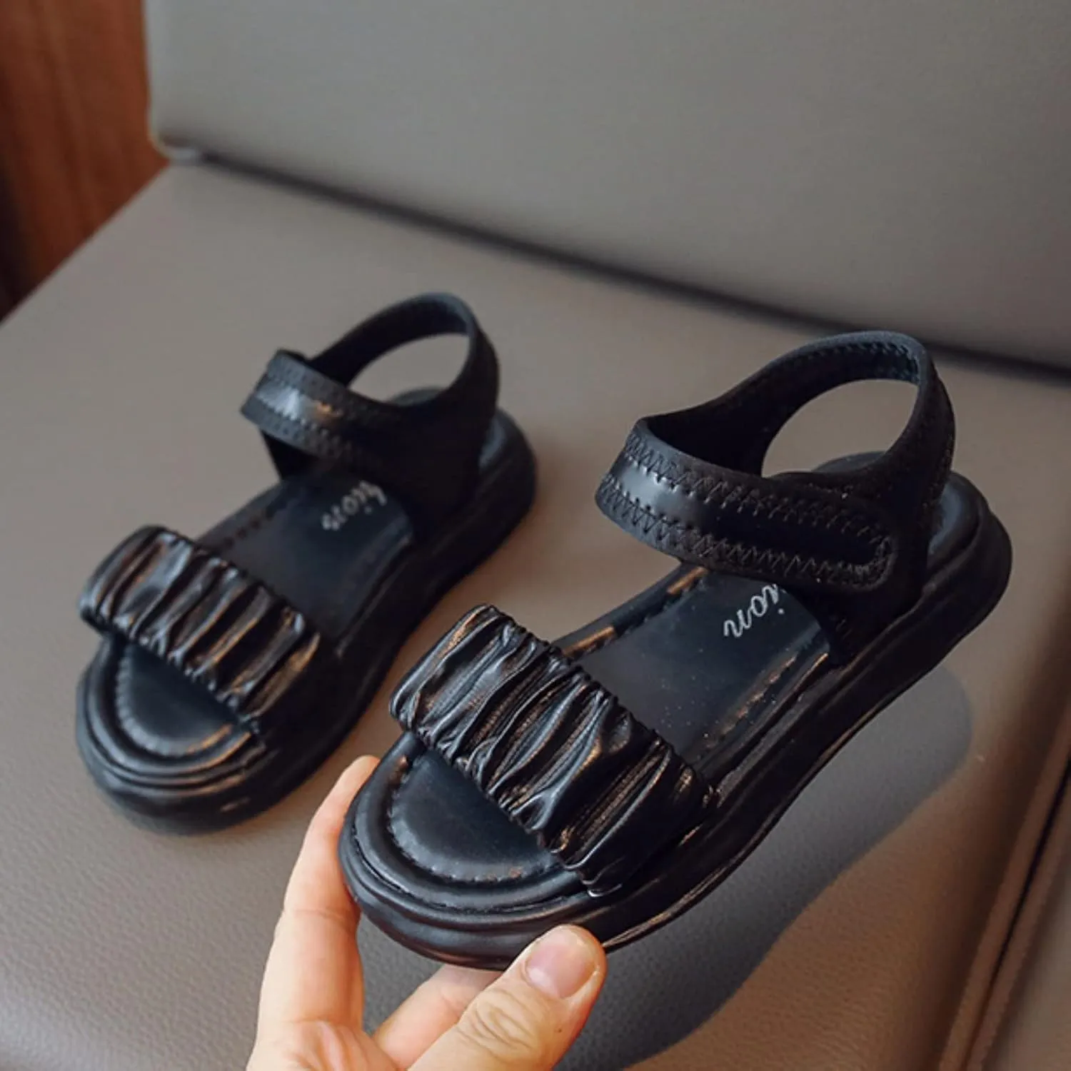 Fashion Kids Children Girls Spring Flower Strap Princess Dance Party Dress Baby Shoes for Kids Toddler Sandals 5 (Black, 3 Big Kids)