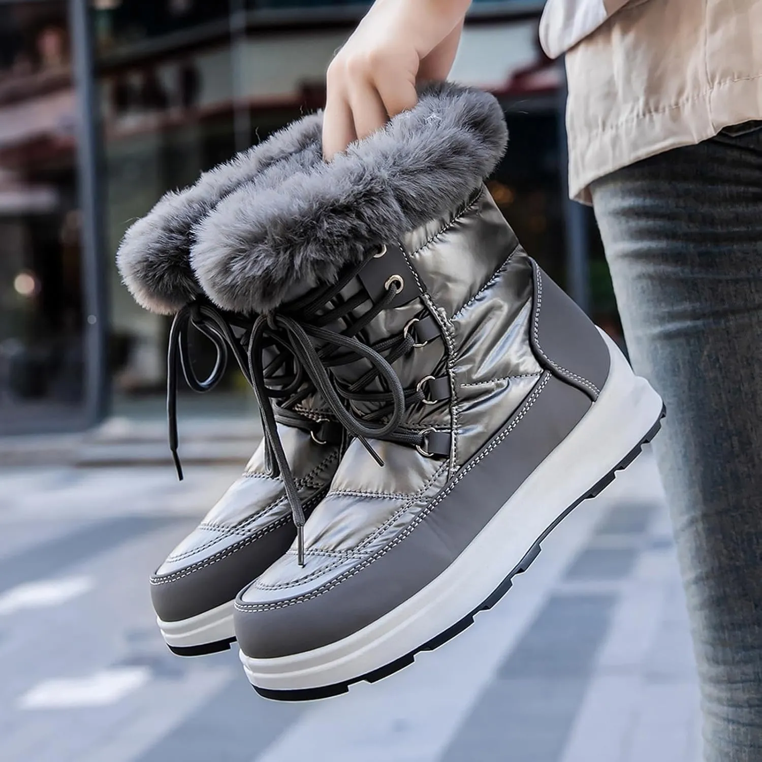 Fashion Snow Boots for Women Flat Flat Keep Warm Snow Boots Comfortable Mid Boots Shoes Womens Snow Boots
