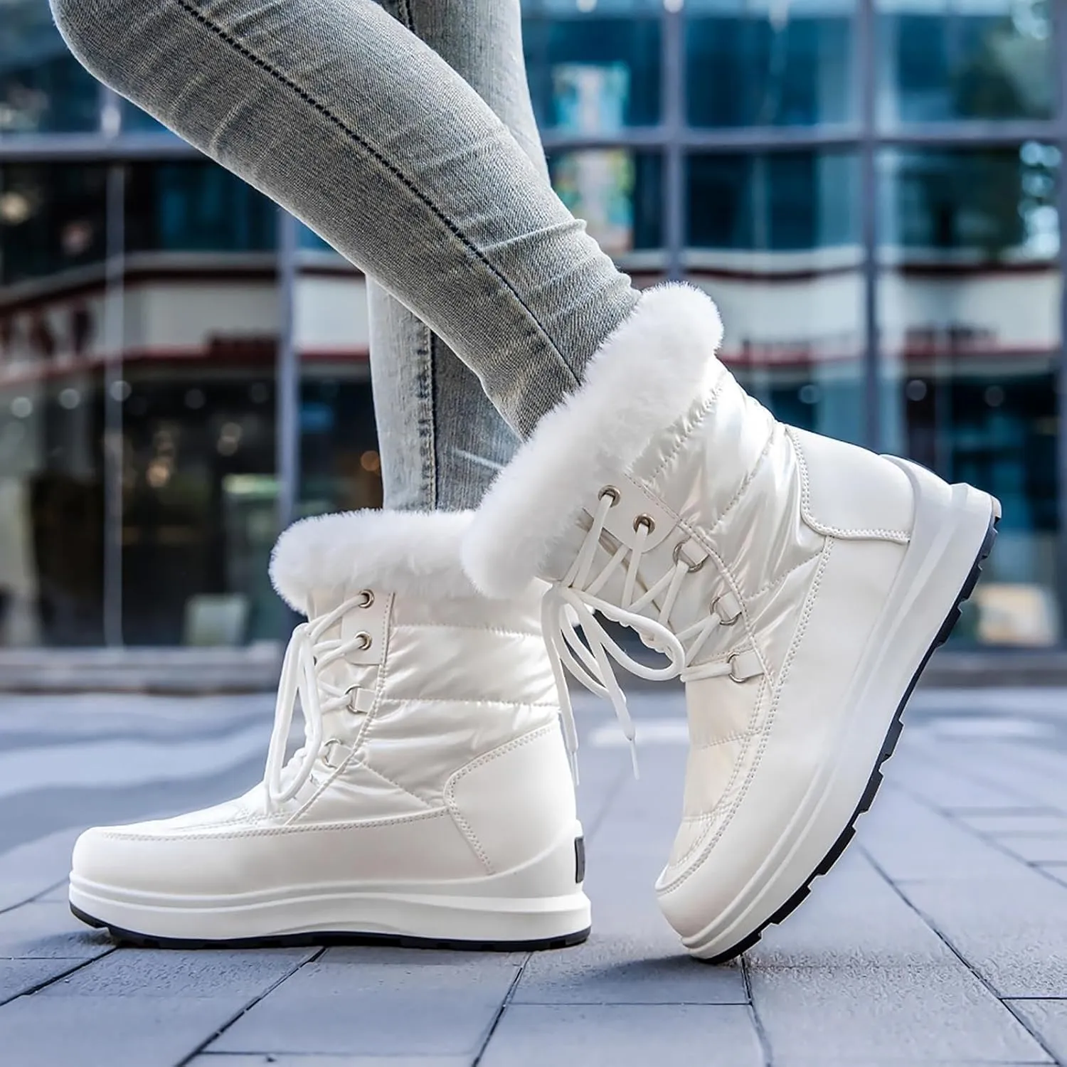 Fashion Snow Boots for Women Flat Flat Keep Warm Snow Boots Comfortable Mid Boots Shoes Womens Snow Boots