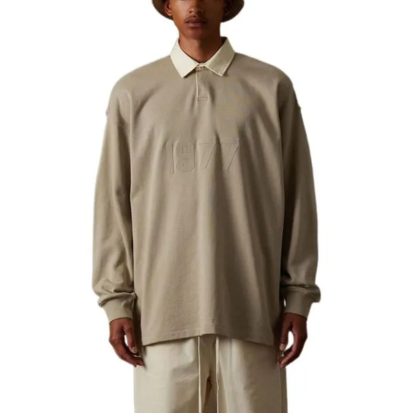 Fear of God Essentials FW22 1977 Henley Rugby Polo 'Smoke', gray