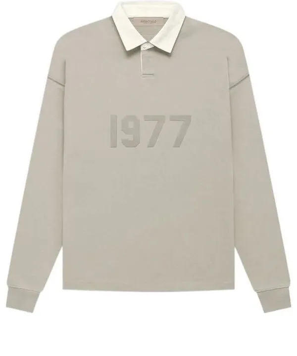 Fear of God Essentials FW22 1977 Henley Rugby Polo 'Smoke', gray