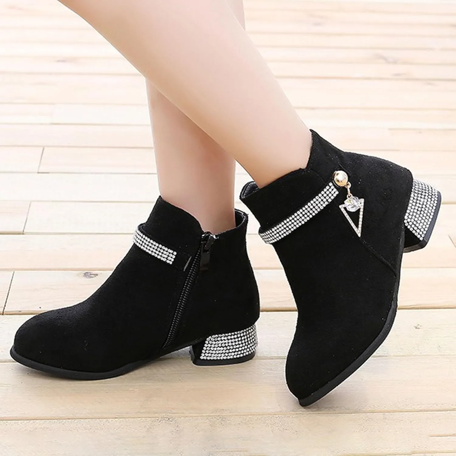 Girls Ankle Boots Side Zipper Cowboy Boots Non Slip Short Boots Casual Cowgirl Boots for Toddler Little Kid Big Kid