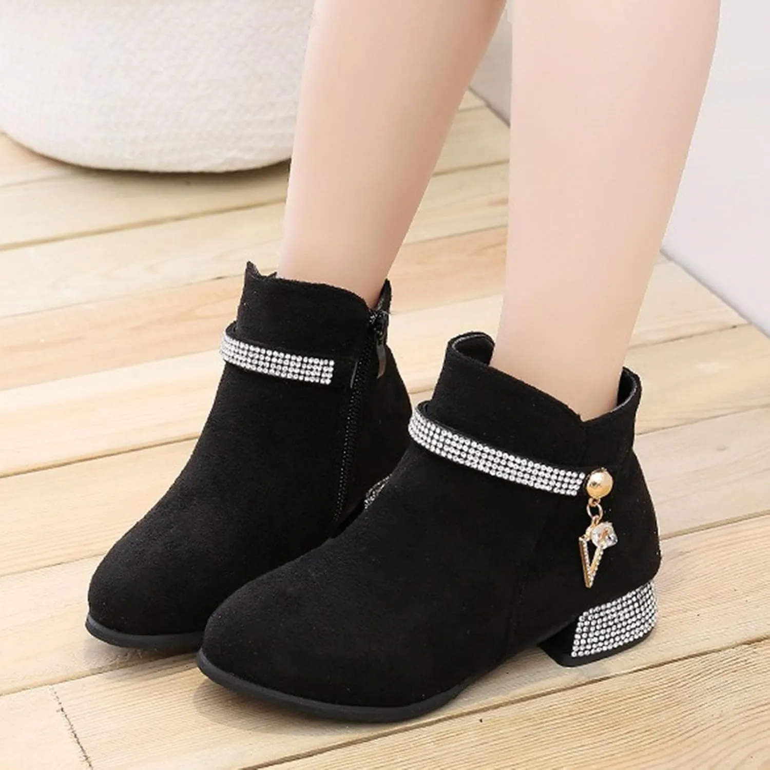 Girls Ankle Boots Side Zipper Cowboy Boots Non Slip Short Boots Casual Cowgirl Boots for Toddler Little Kid Big Kid