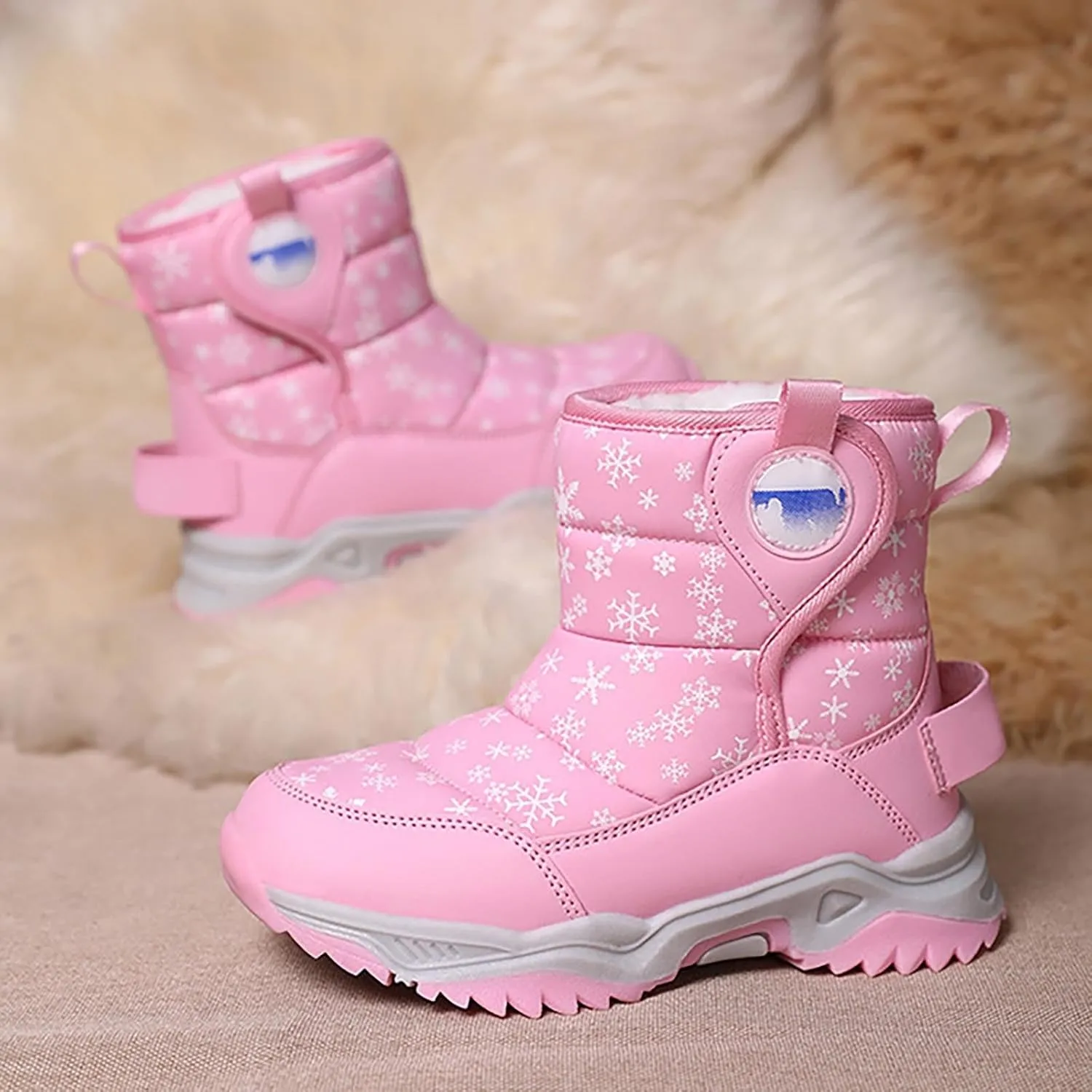 Girls Boys Snow Boots Outdoor Warm Comfortable Non Slip Mid Calf Padded Small Big Kids Winter Shoes Girls Boots Size 13