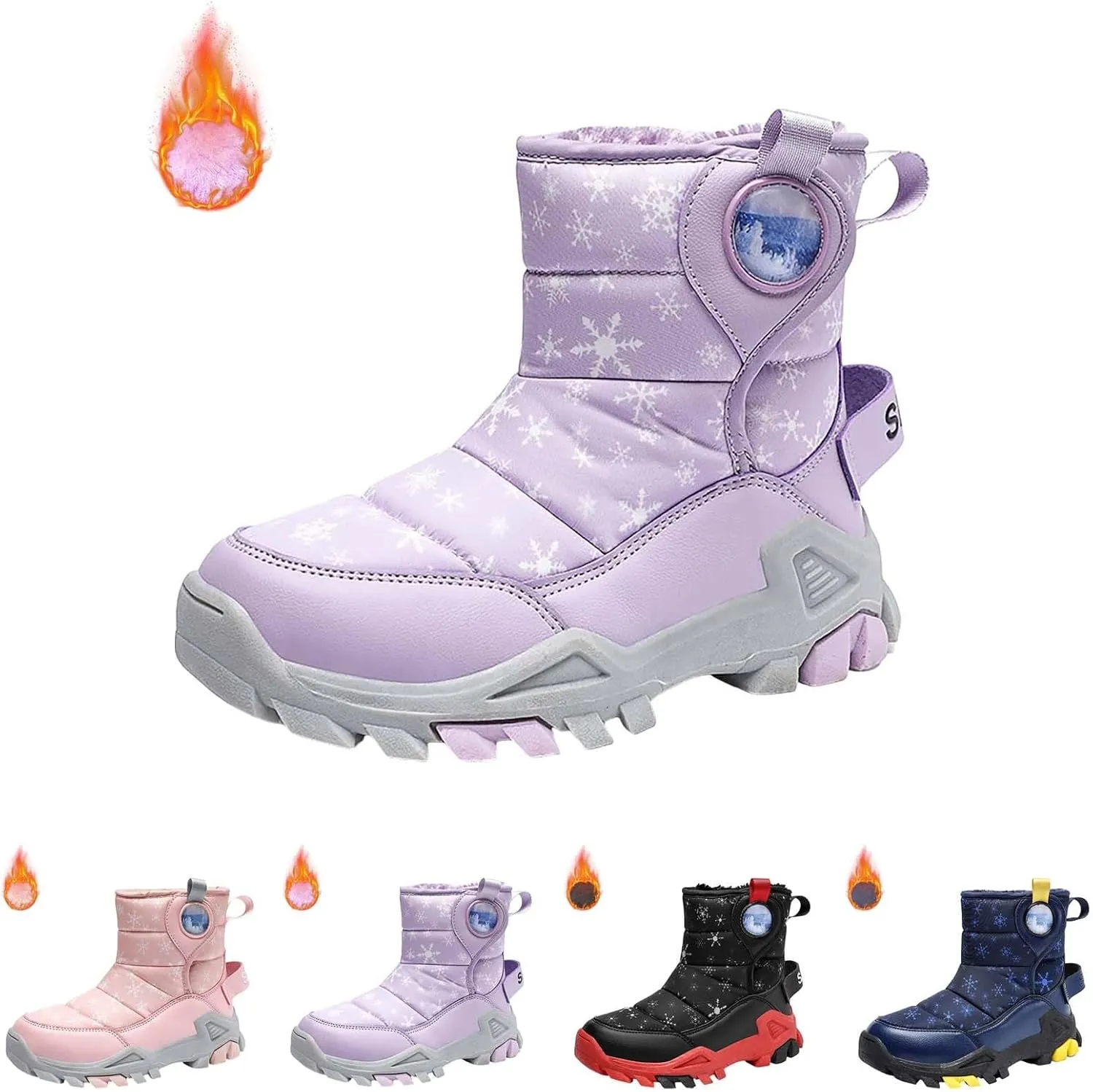 Girls Boys Snow Boots Outdoor Warm Comfortable Non Slip Mid Calf Padded Small Big Kids Winter Shoes Toddler Shoes Winter