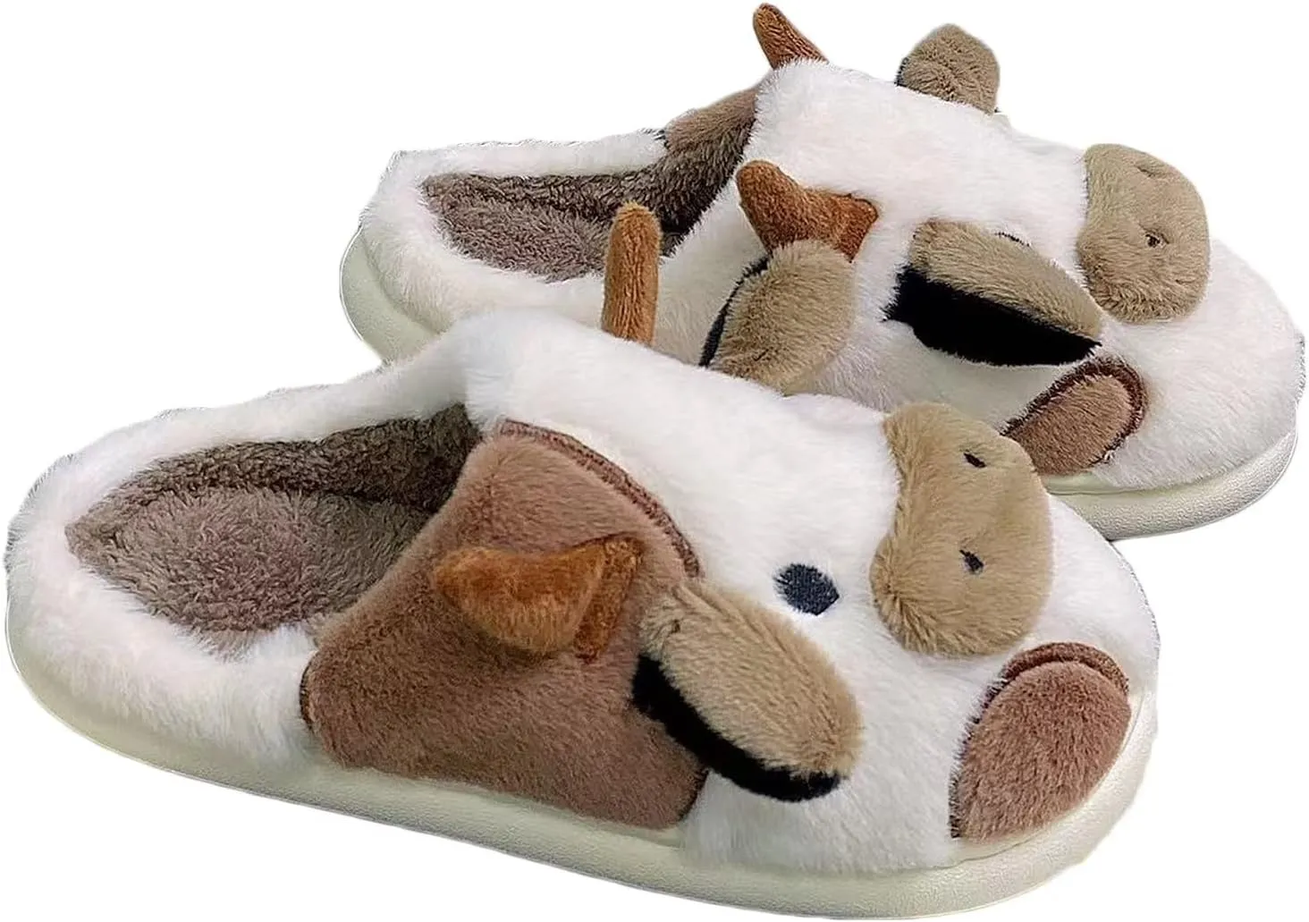 GULAKY Cow Slippers for Women Fuzzy Cute Kawaii Shoes Super Warm Soft Sole Non-slip Lightweight