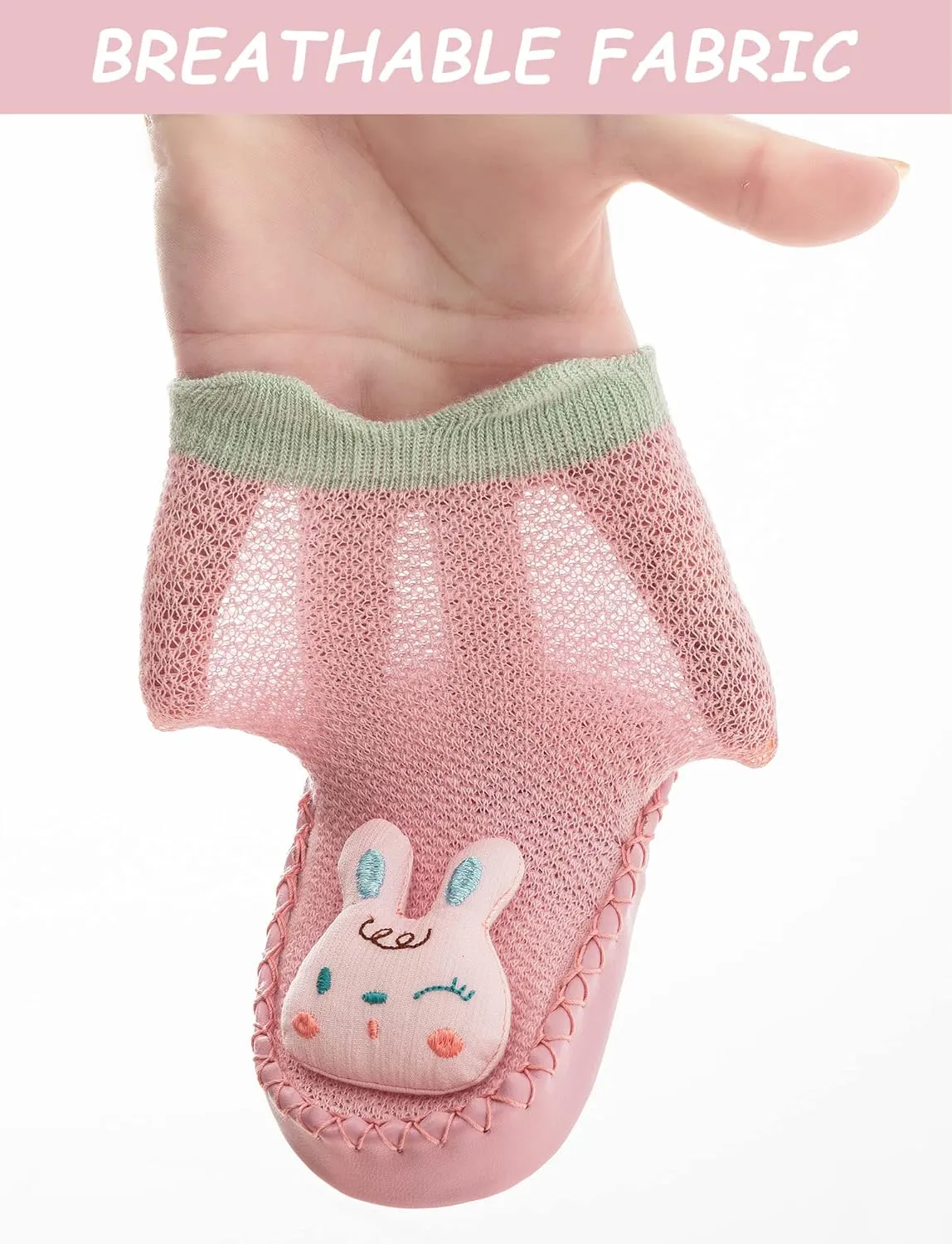 Happy Cherry 3 Pairs Baby Cotton Shoes Socks Anti-slip Cartoon Socks Toddlers Animal Indoor Slipper Summer Shoes Socks