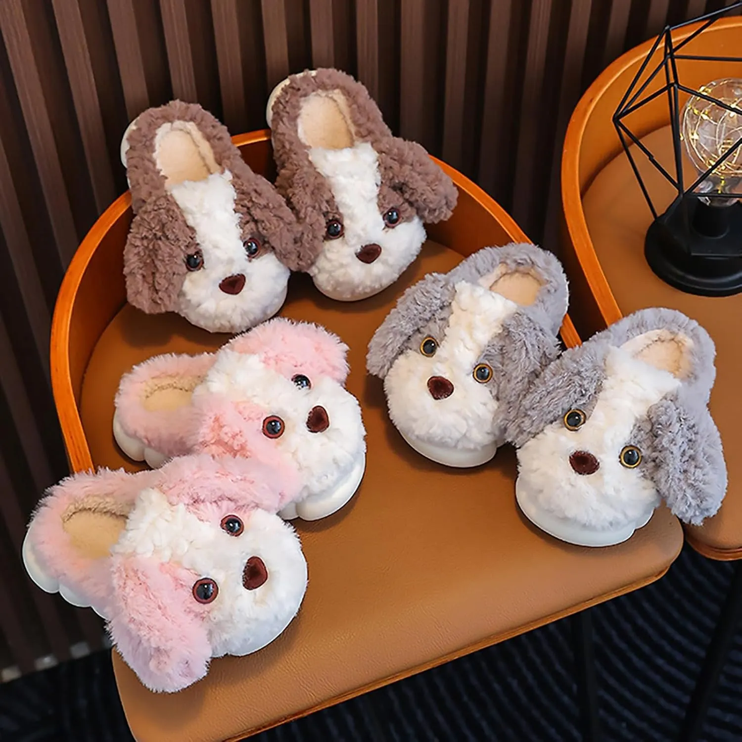 Infant Shoes Toddler Kids Slippers Cute Animal Cartoon Shoes Girls Boys Warm Fuzzy Winter Household Slippers Dog Shoes