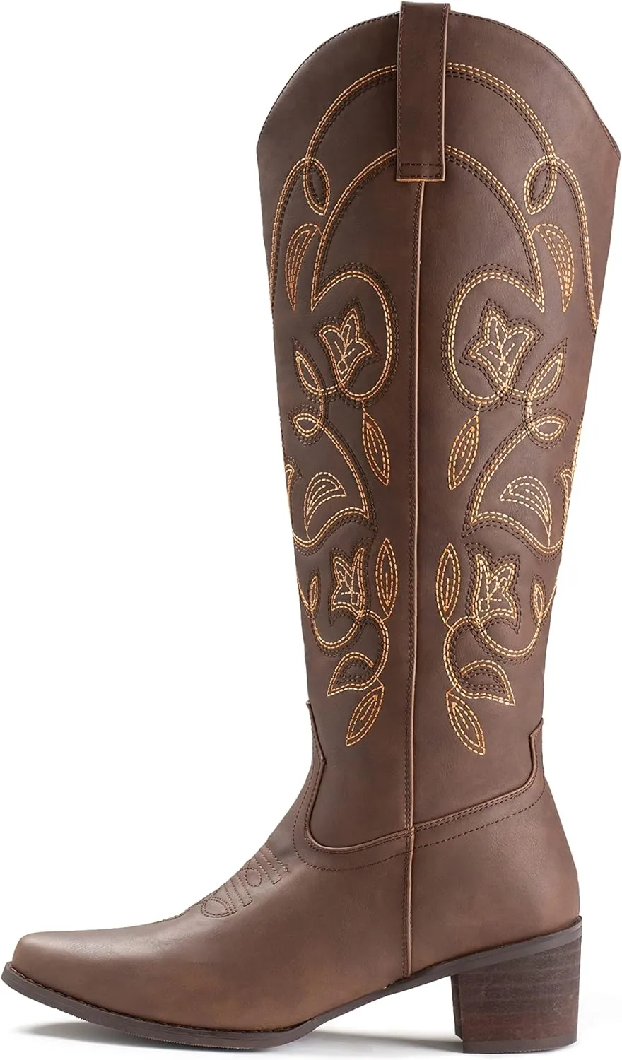 IUV Cowboy Boots For Women Pointy Toe Women's Western Boots Cowgirl Boots Mid Calf Boots