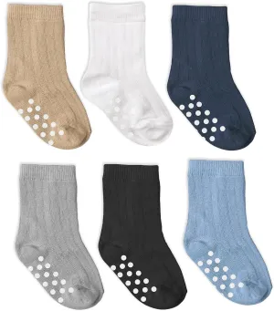 Jefferies Socks Baby Boys Non-Skid Rib Crew Socks 6 Pair Pack