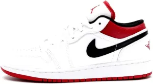 Jordan Nike Men's Air 1 Low GS White/Gym Red, White/Gym Red/Black, 7Y