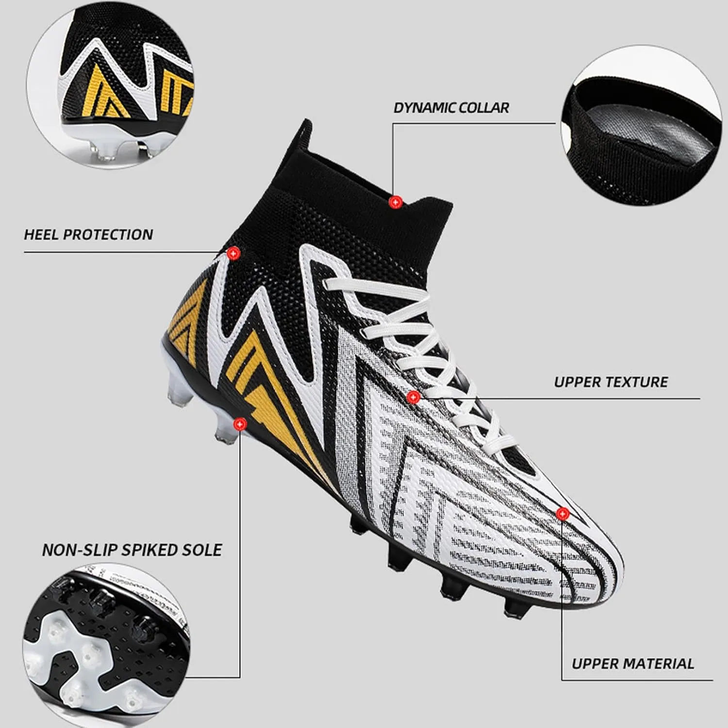 Kervaky Men's Football Shoes - Blue - Modern Style - Lace-Up - Round Toe - Flat Heel - Mesh Outer - EVA Insole - Moderate Cushioning - Spikes - Soccer - Sports - All Seasons