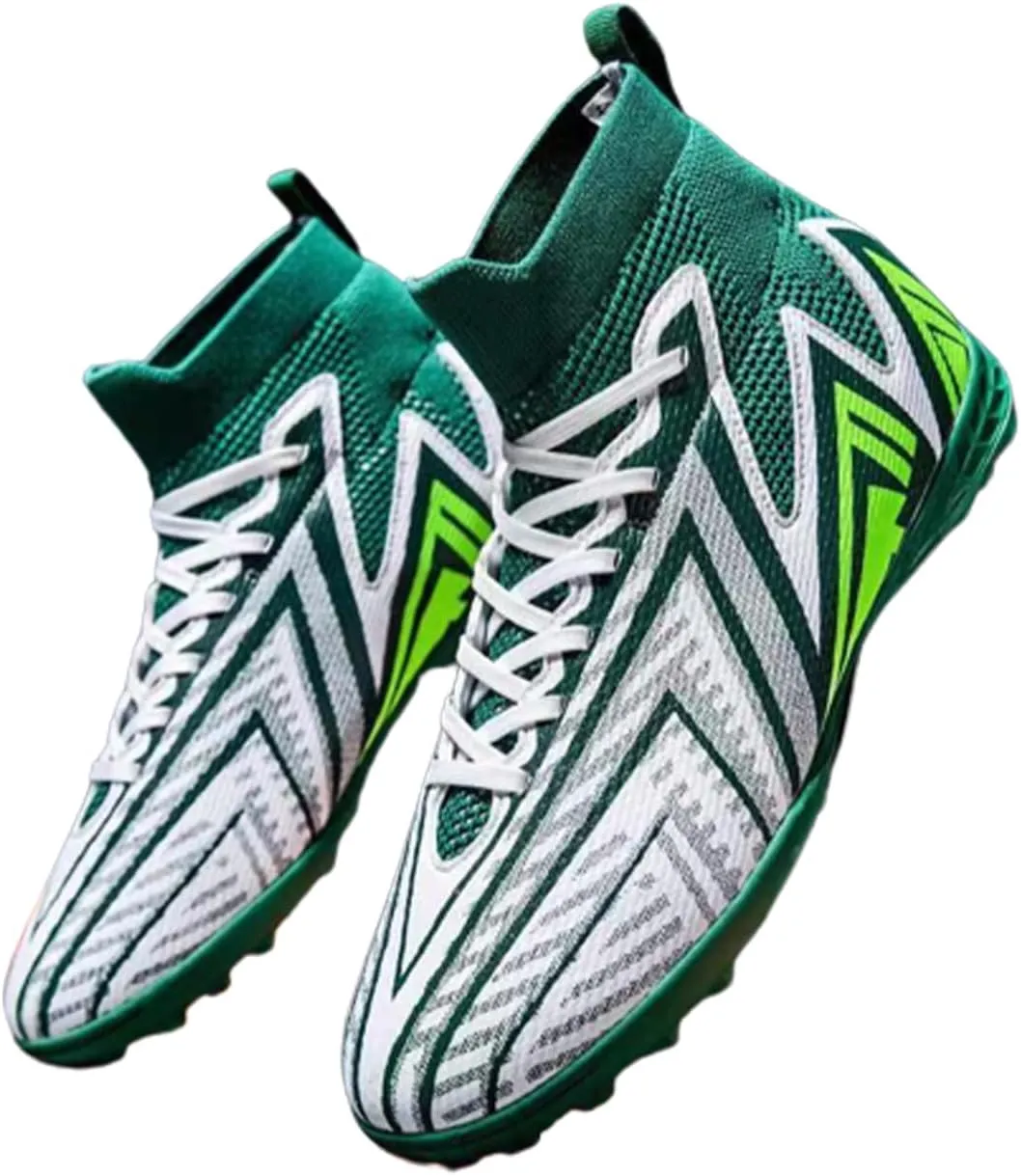 Kervaky Men's Football Shoes - Blue - Modern Style - Lace-Up - Round Toe - Flat Heel - Mesh Outer - EVA Insole - Moderate Cushioning - Spikes - Soccer - Sports - All Seasons
