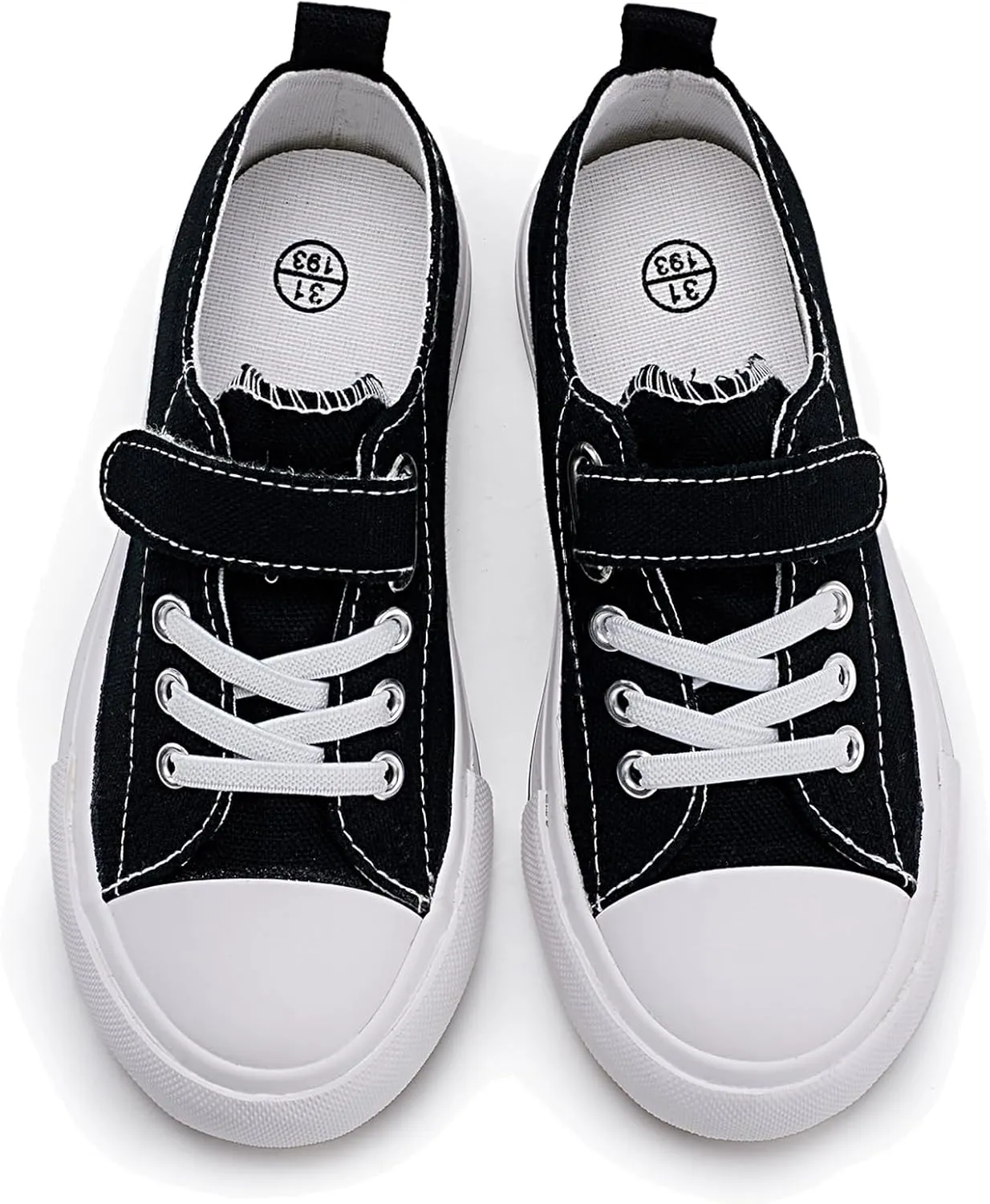 Kids Canvas Sneakers for Boys Girls Lace-up Canvas Shoes Low Top Toddler Walking Shoes Casual Lightweight Adjustable Strap Big Kid Running Sneakers
